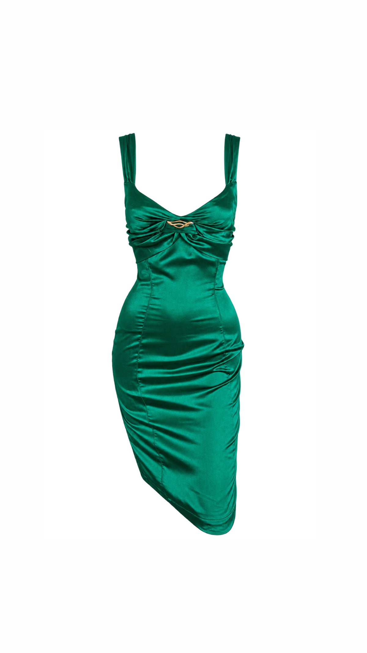 Roberto Cavalli Green Bodycon Ruched Midi Dress