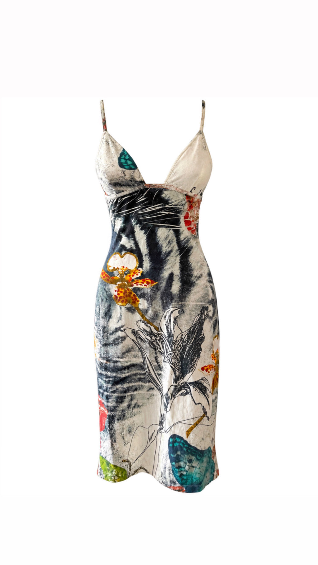 Roberto Cavalli Butterfly Print Midi Dress
