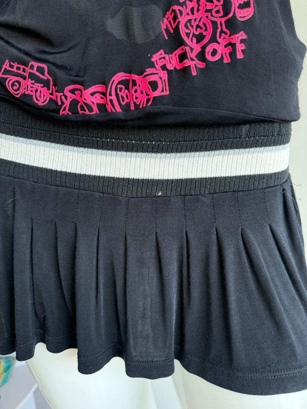Galliano Black Graffiti Mini Dress