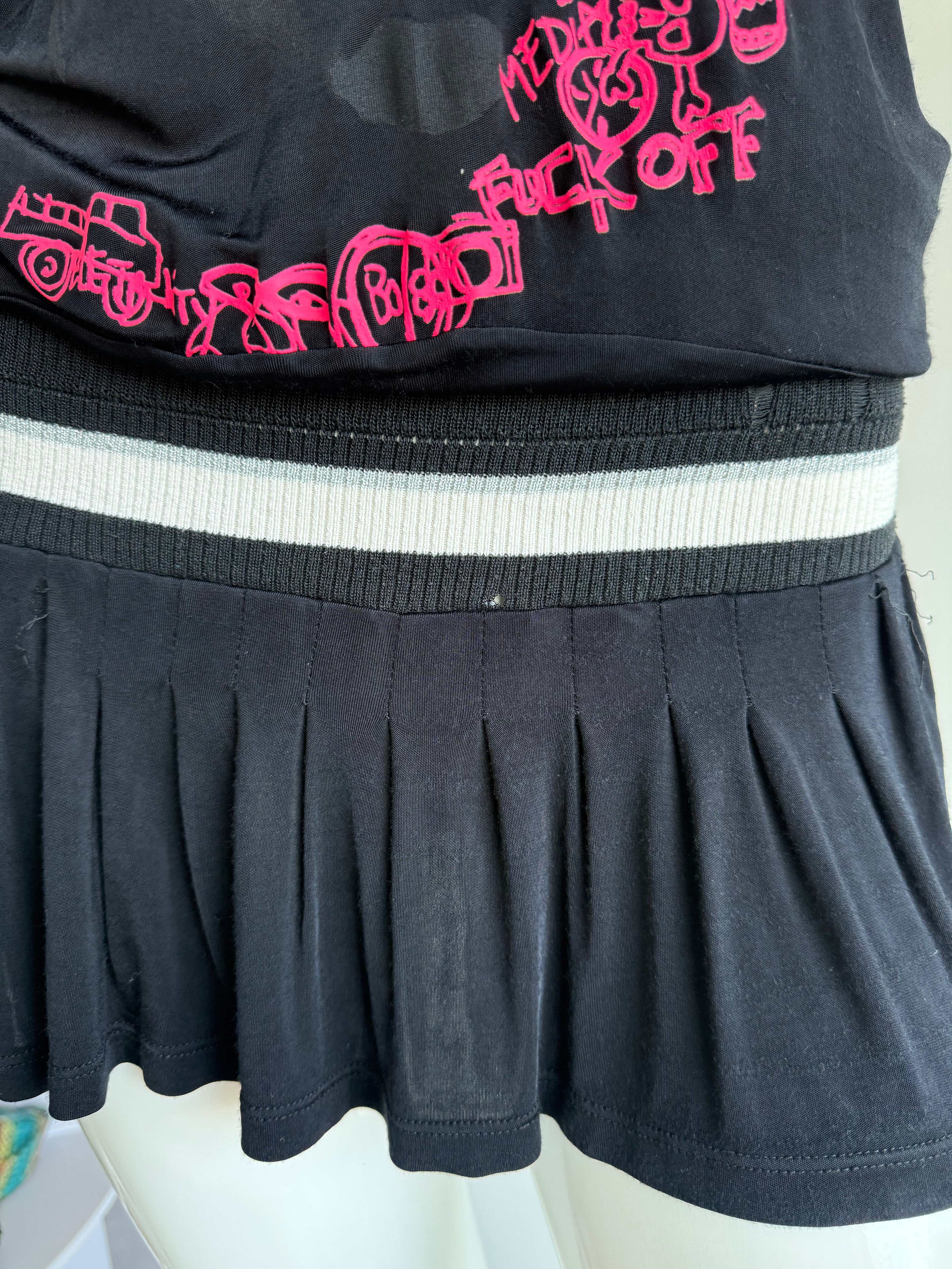 Galliano Black Graffiti Mini Dress