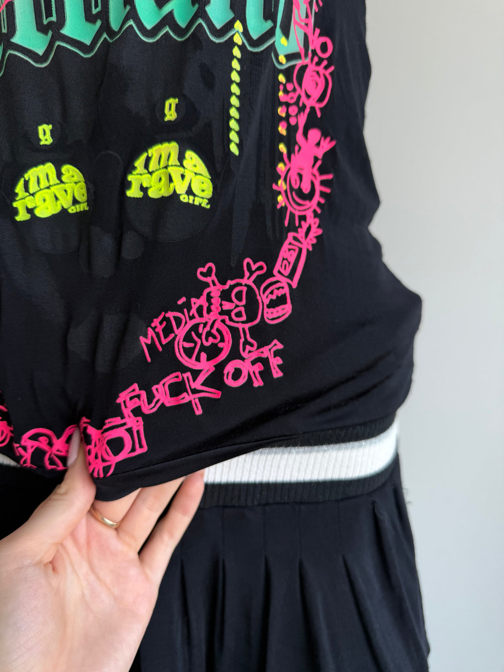 Galliano Black Graffiti Mini Dress