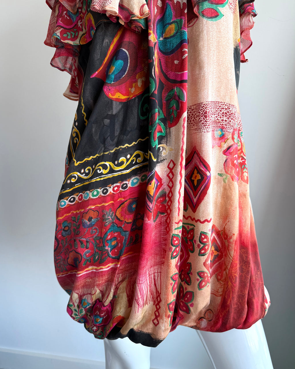 Galliano Printed Balloon Mini Dress