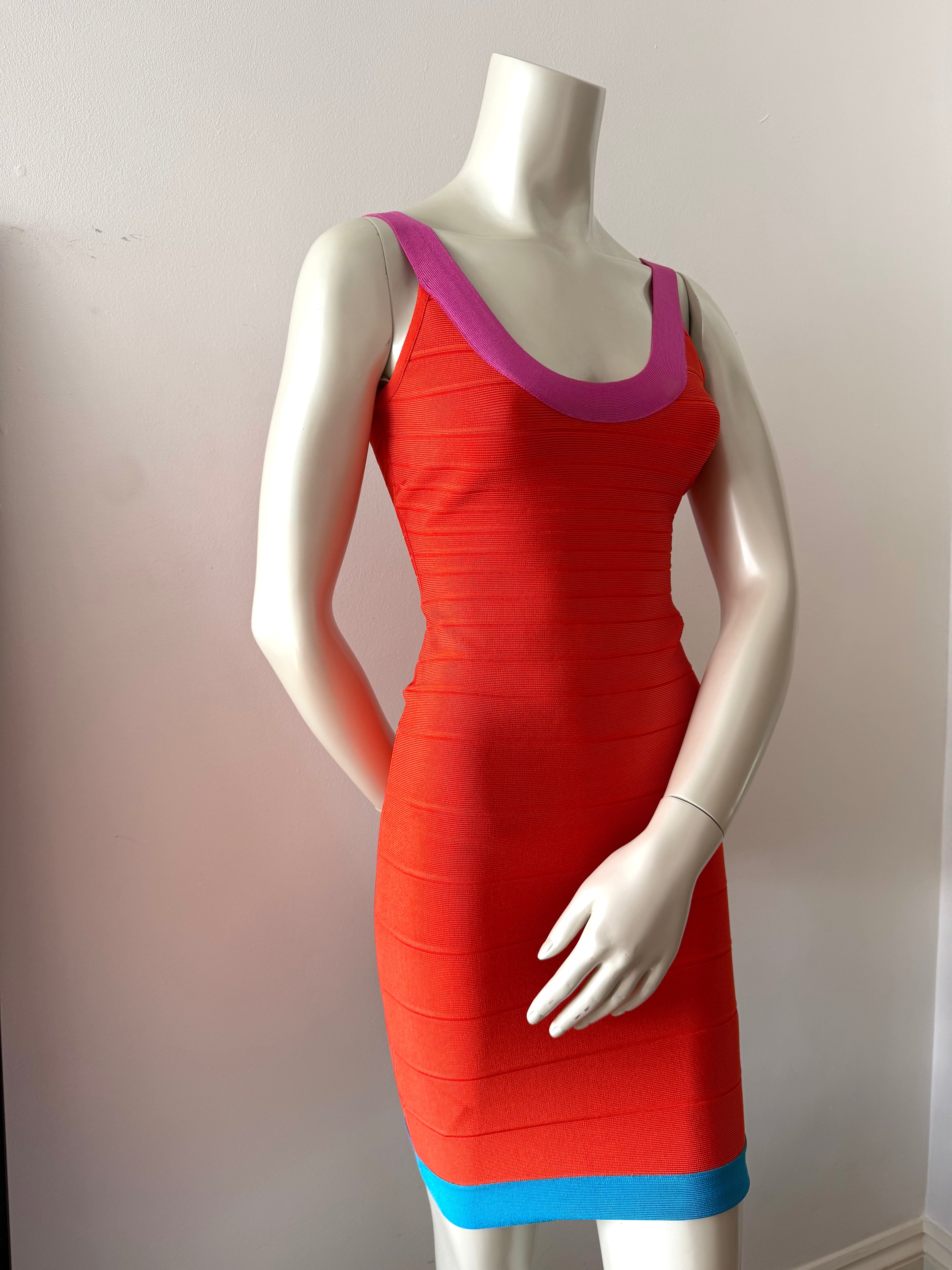 Herve Leger Neon Bandage Midi Dress