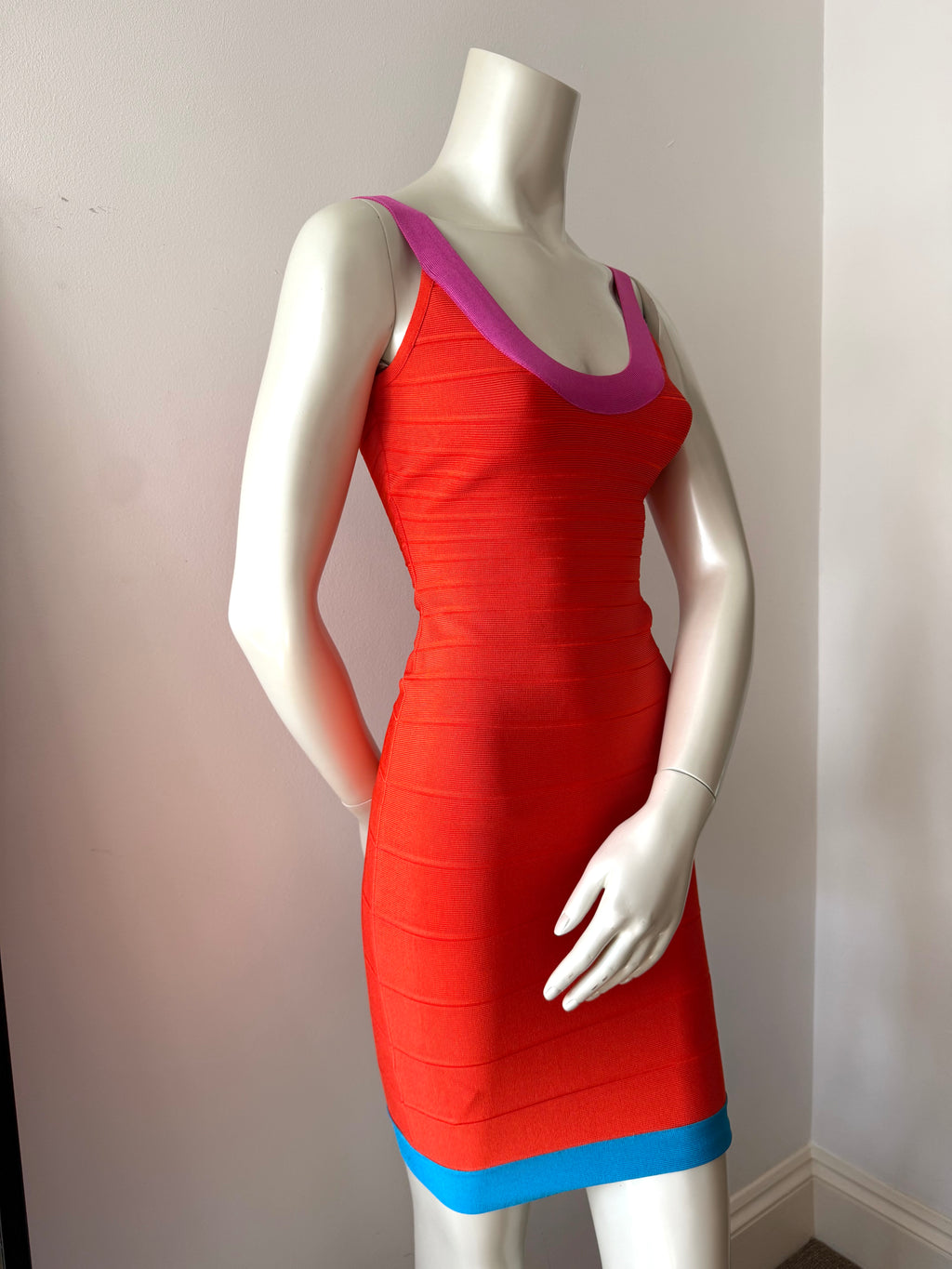 Herve Leger Neon Bandage Midi Dress
