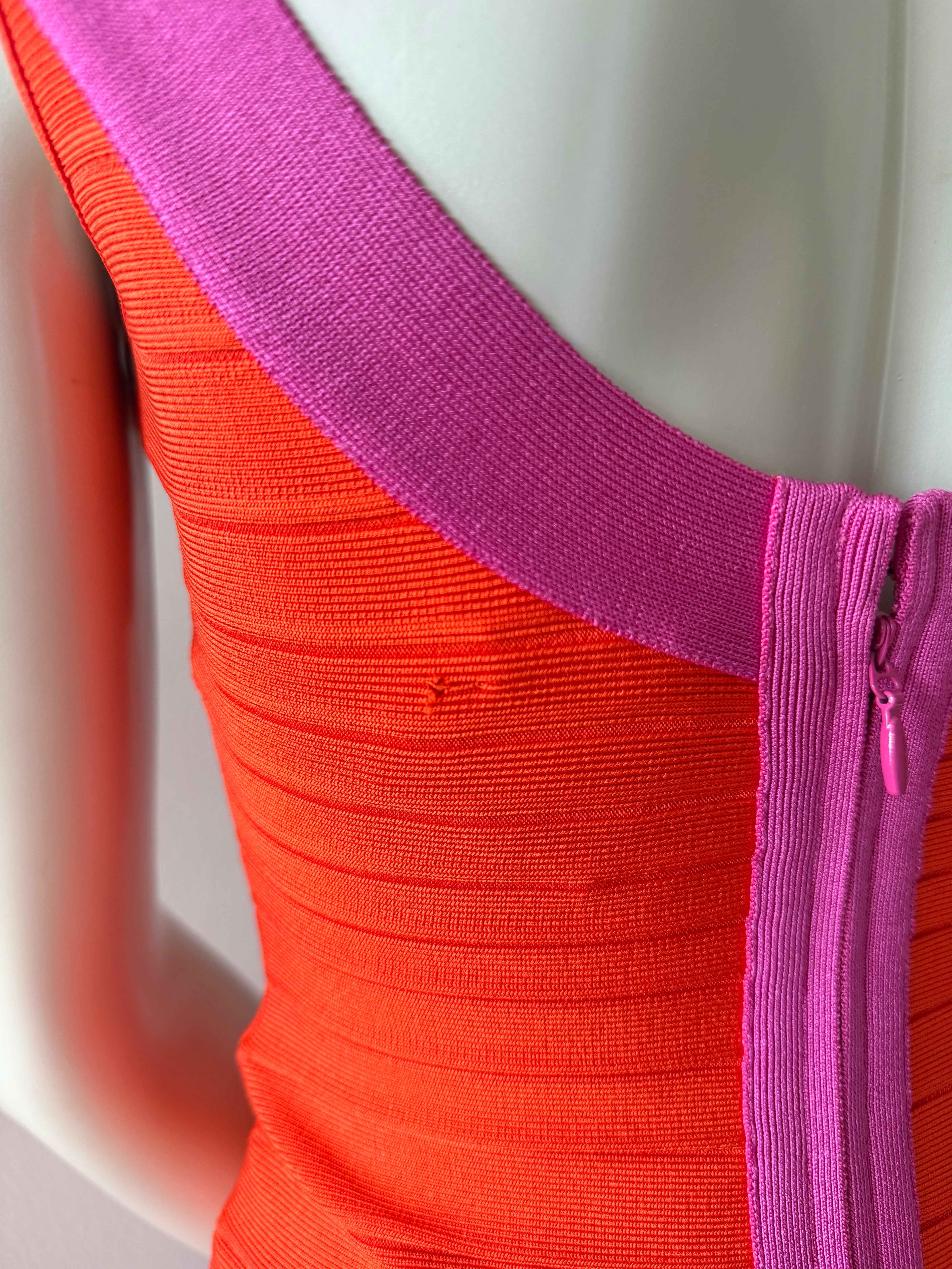 Herve Leger Neon Bandage Midi Dress