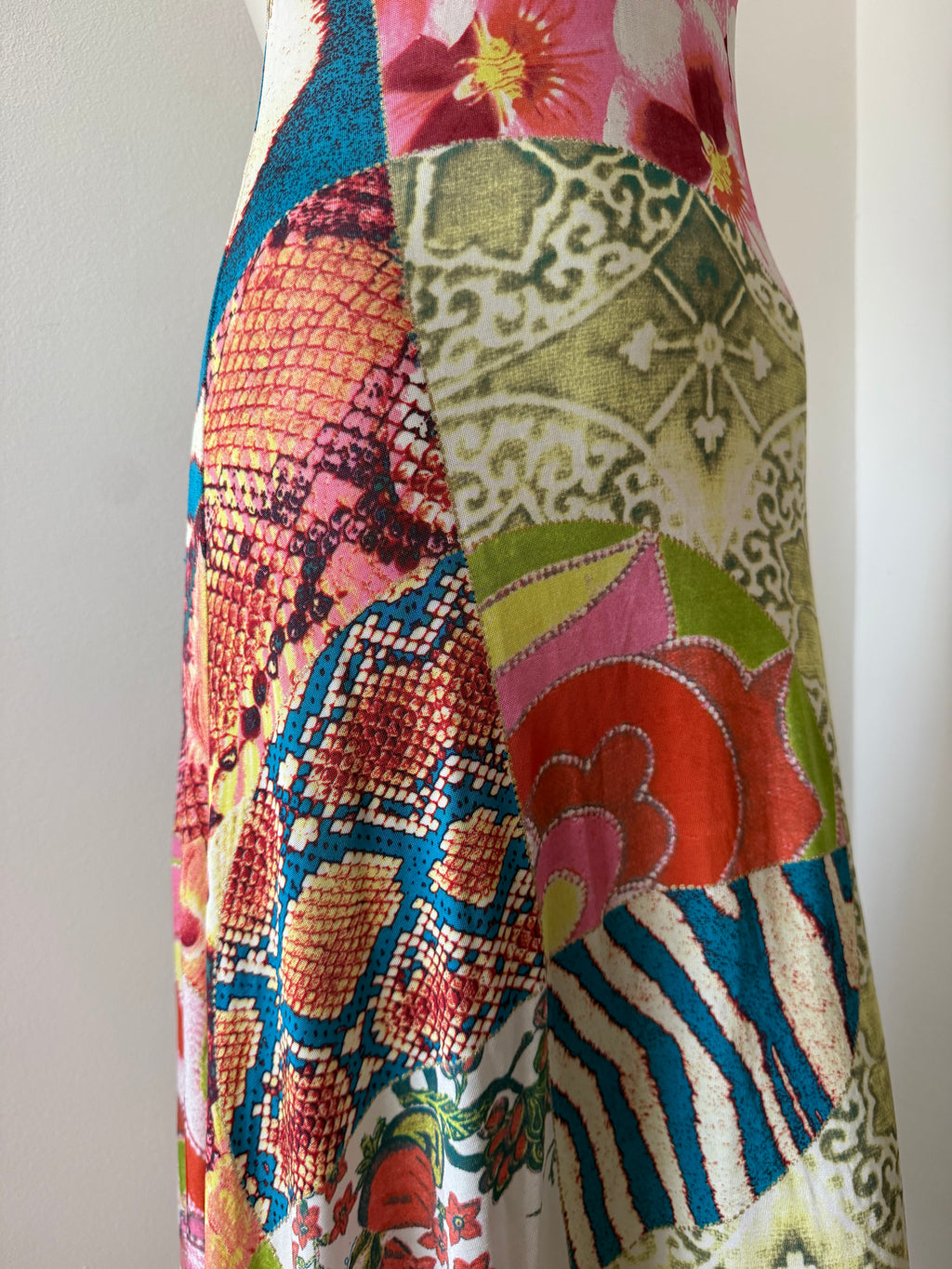 Roberto Cavalli Multicolour Silk Backless Midi Dress