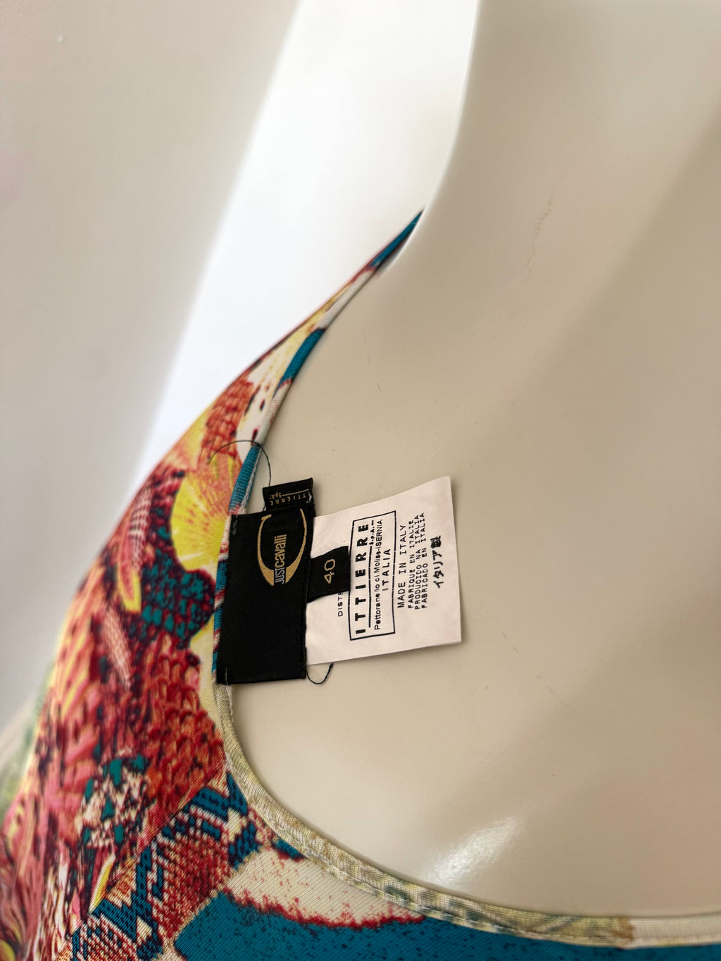 Roberto Cavalli Multicolour Silk Backless Midi Dress