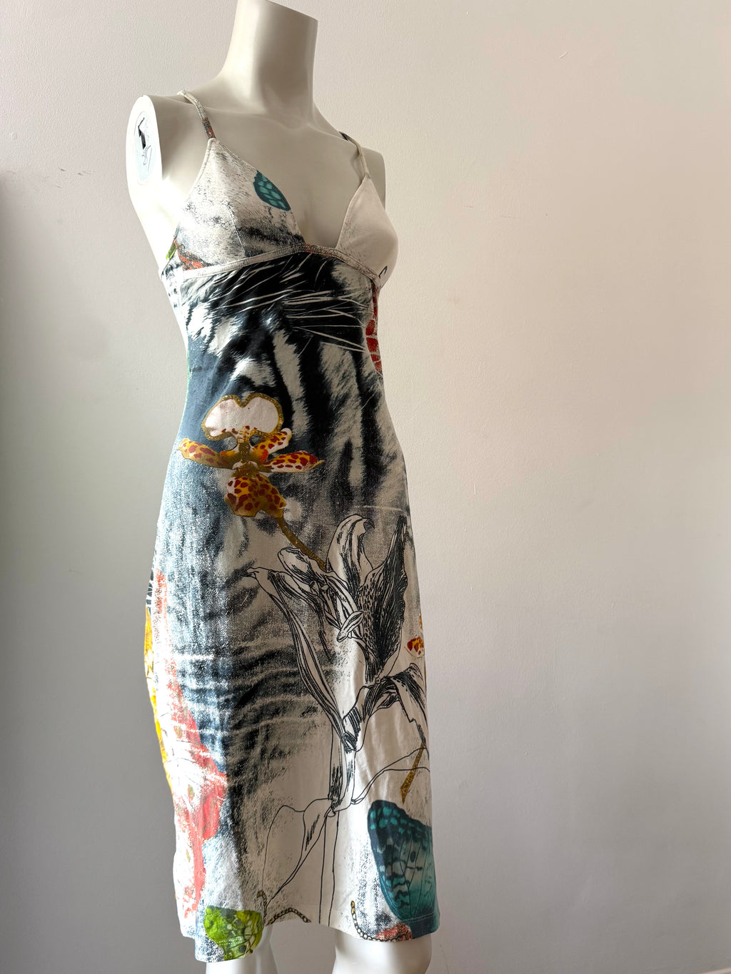 Roberto Cavalli Butterfly Print Midi Dress