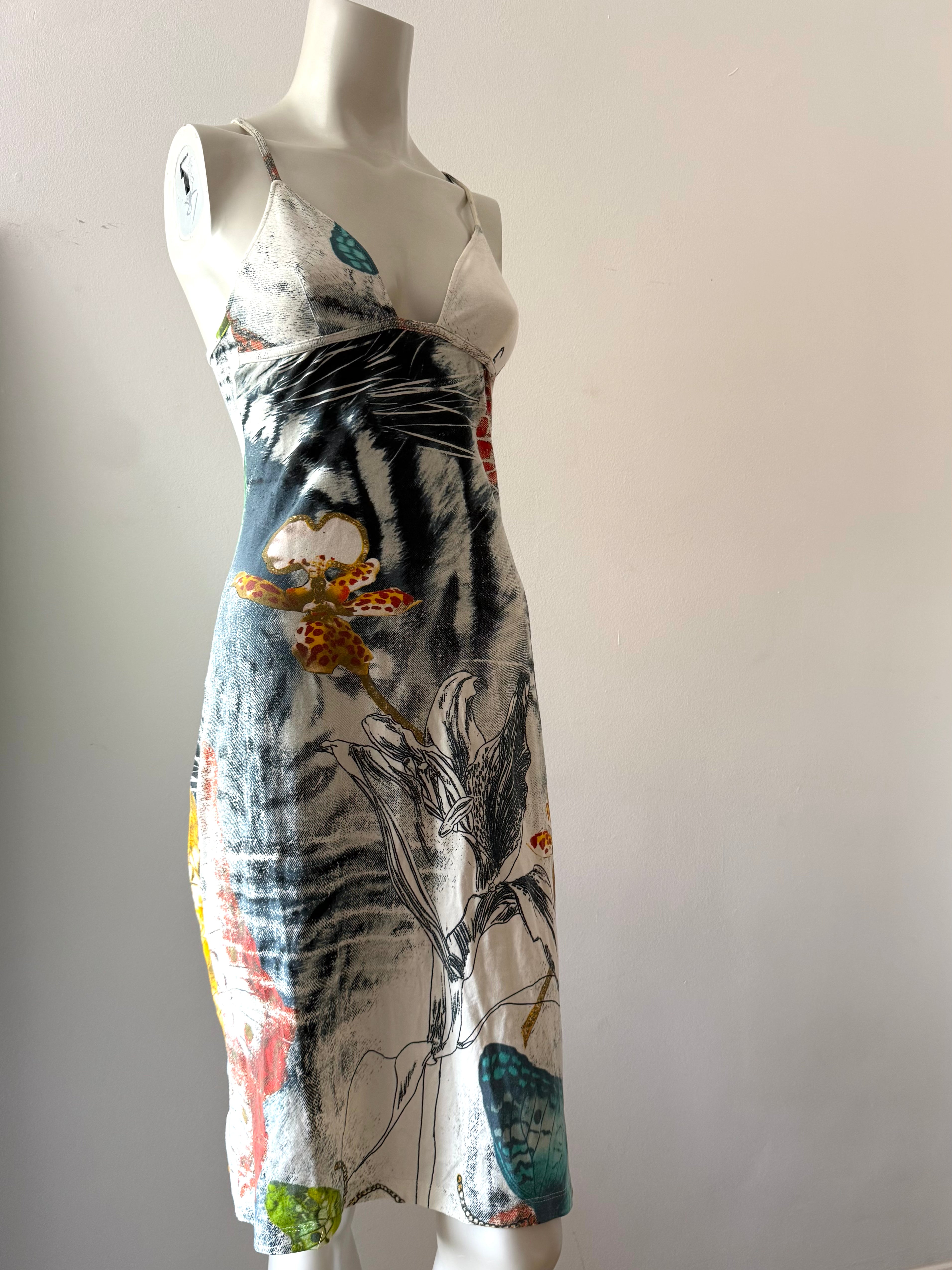 Roberto Cavalli Butterfly Print Midi Dress