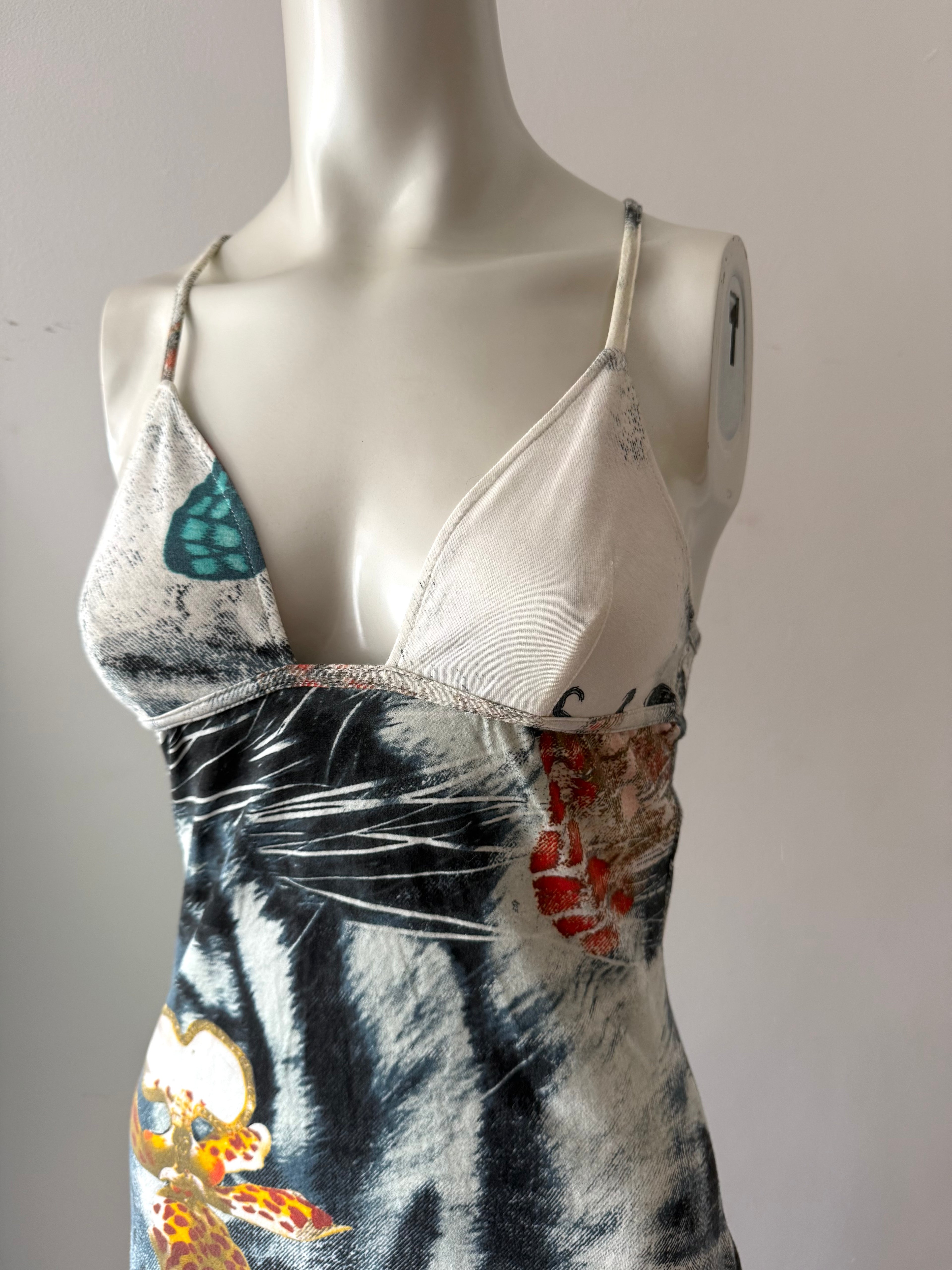 Roberto Cavalli Butterfly Print Midi Dress