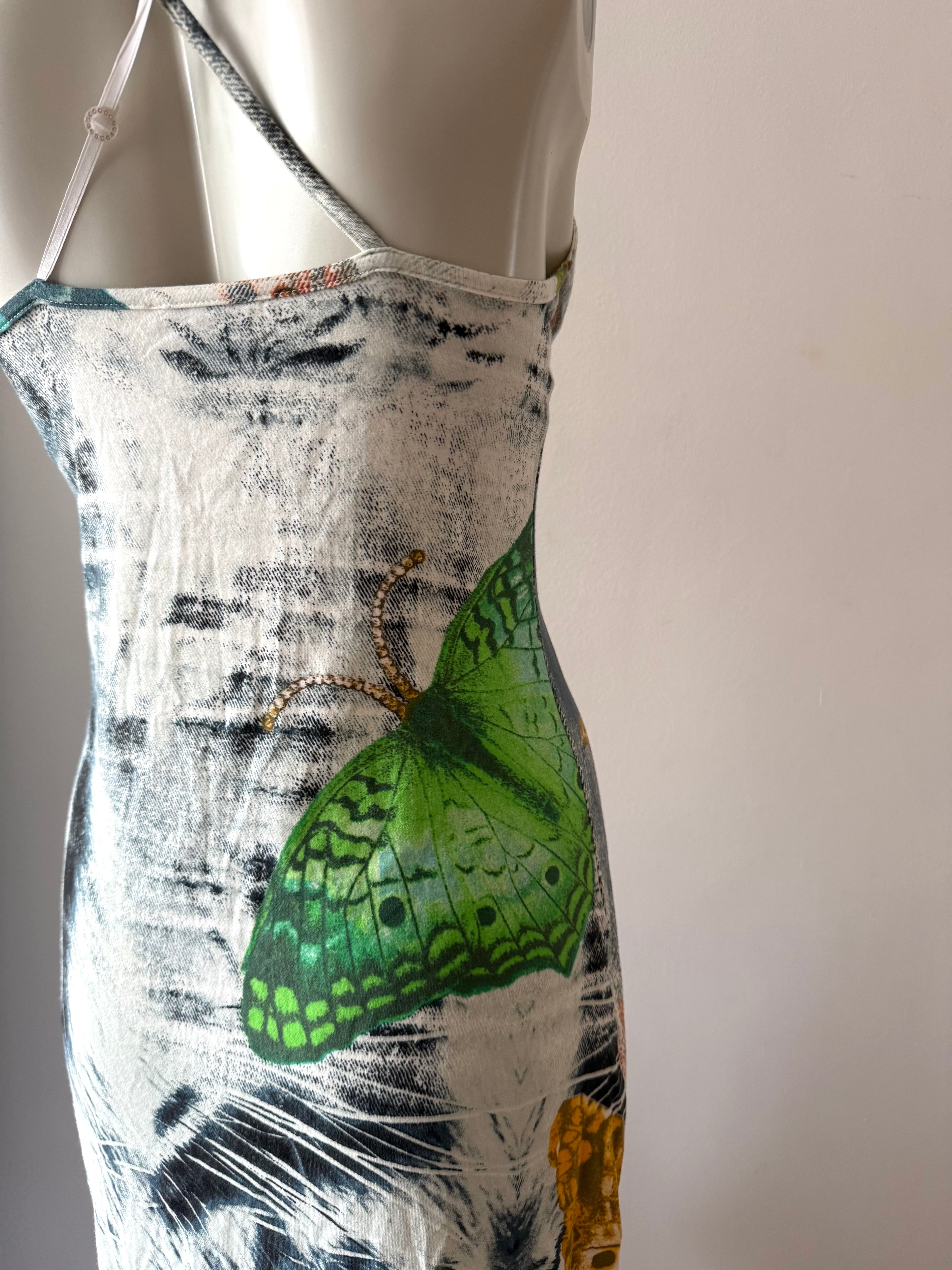 Roberto Cavalli Butterfly Print Midi Dress