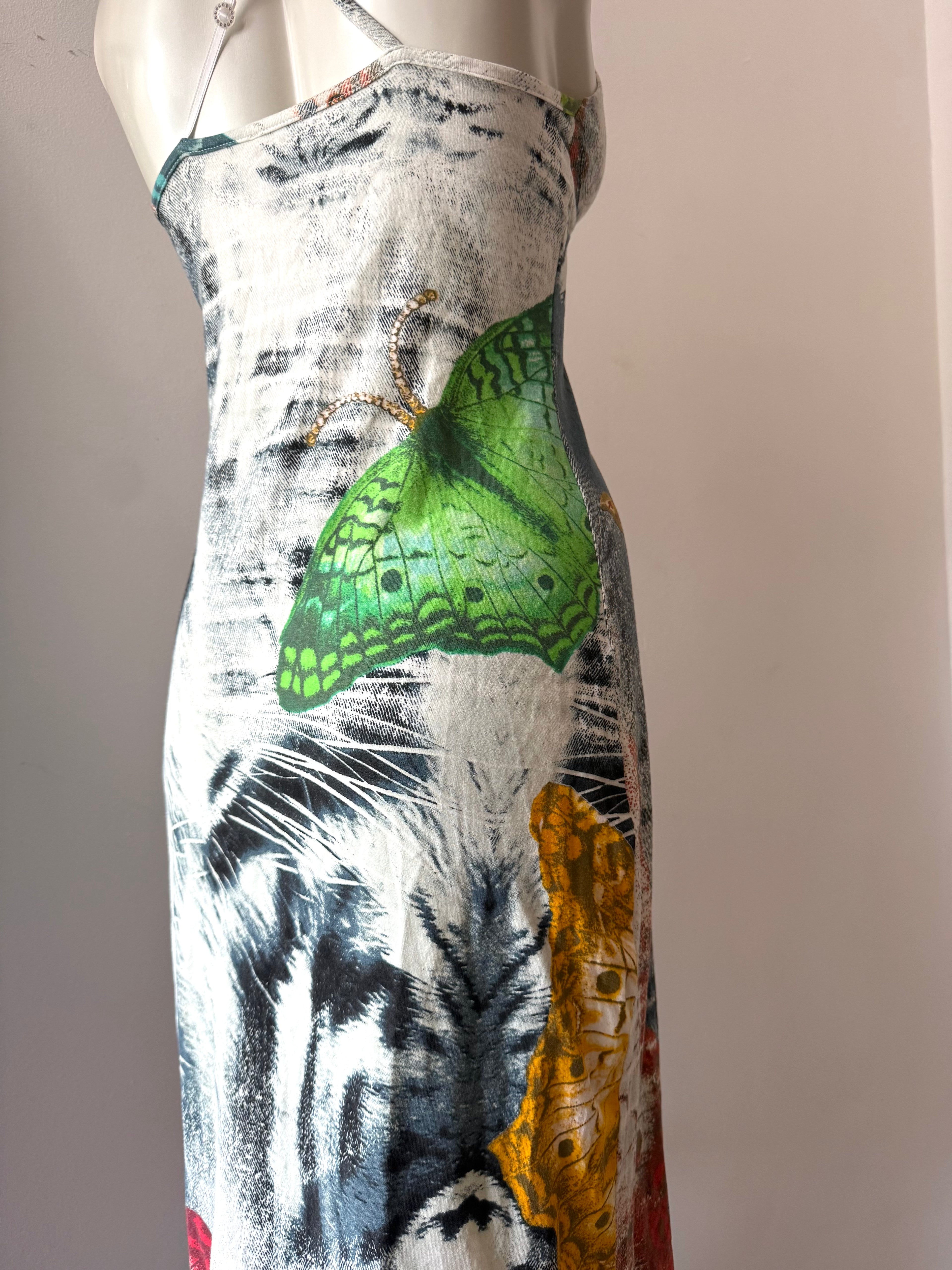 Roberto Cavalli Butterfly Print Midi Dress