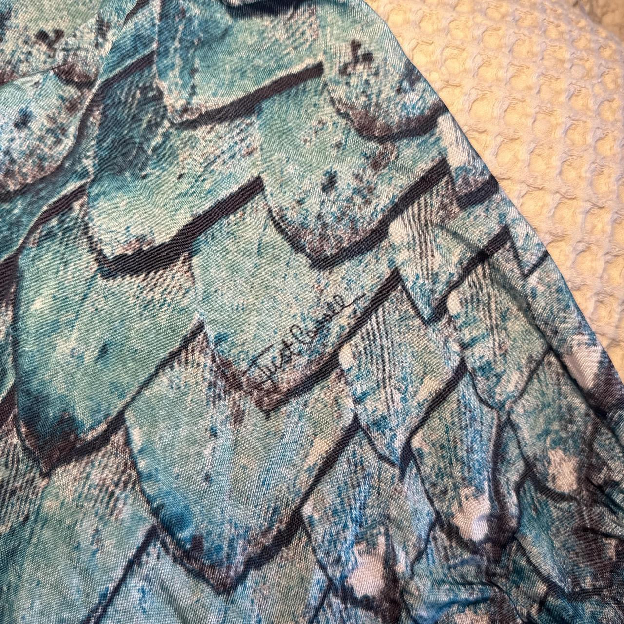 Just Cavalli Turquoise Python Print Cowl Neck Backless Midi Dress