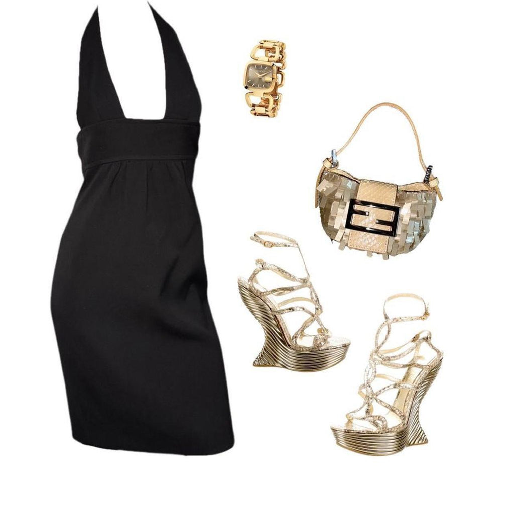 Dsquared2 Black Plunge Midi Dress