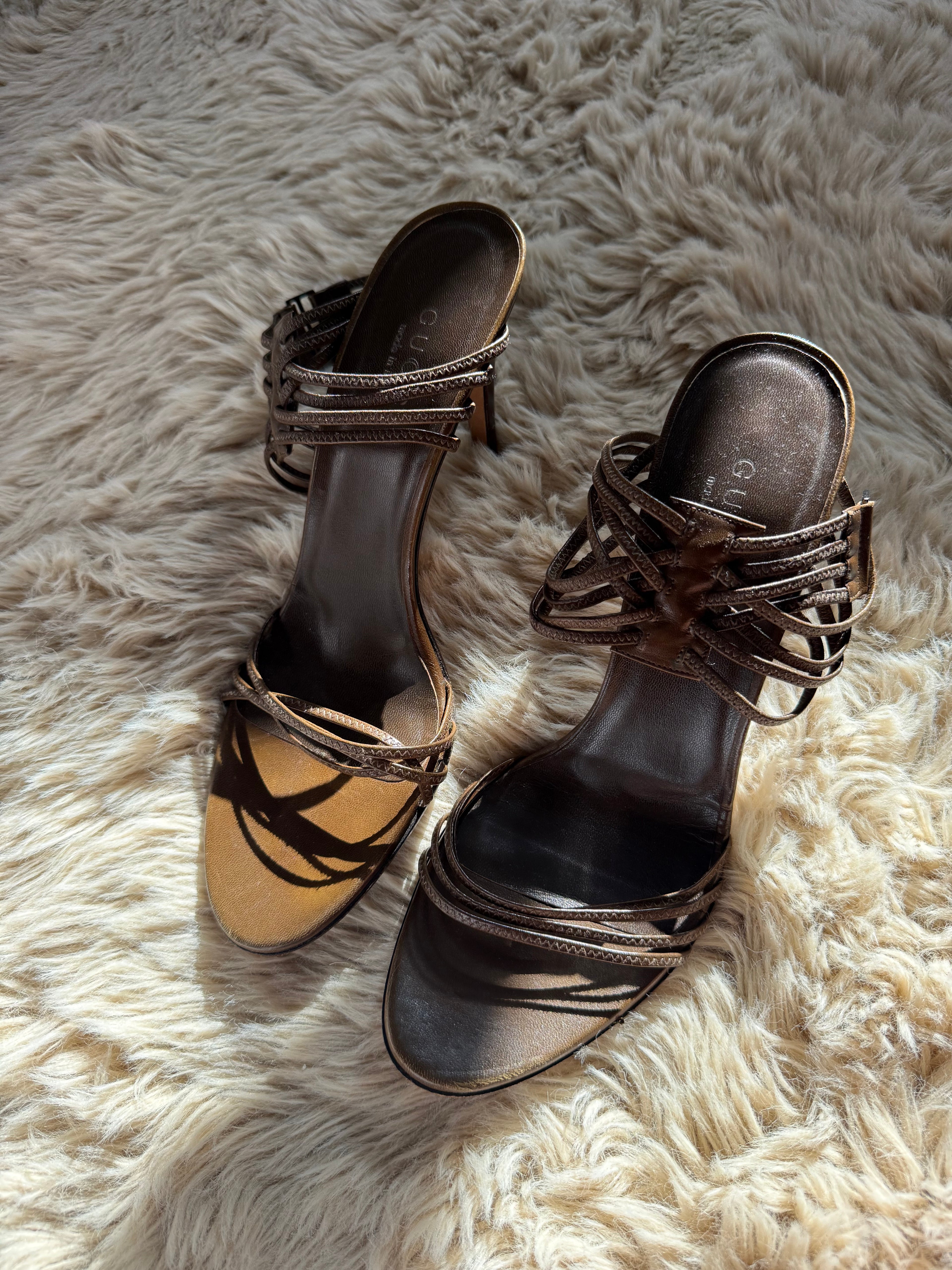 Gucci Brown Strappy Heels