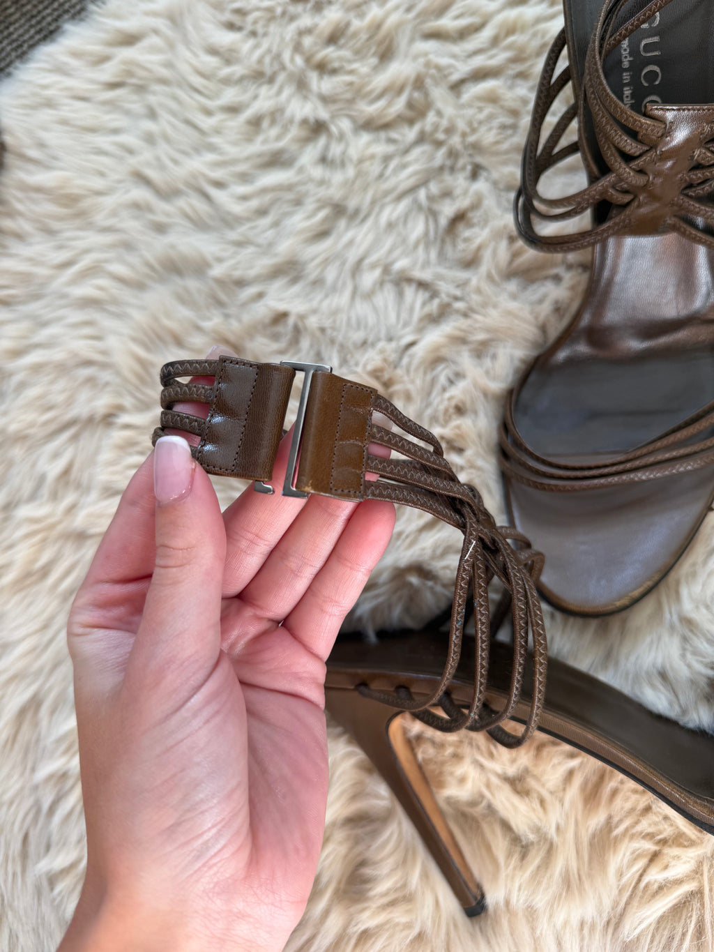 Gucci Brown Strappy Heels