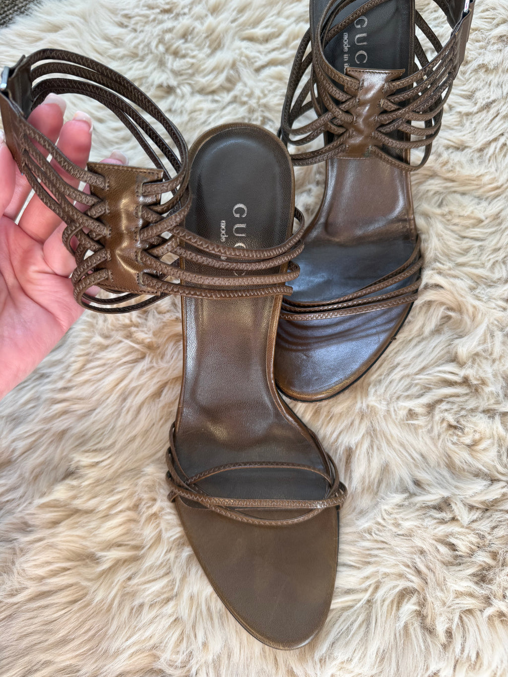 Gucci Brown Strappy Heels