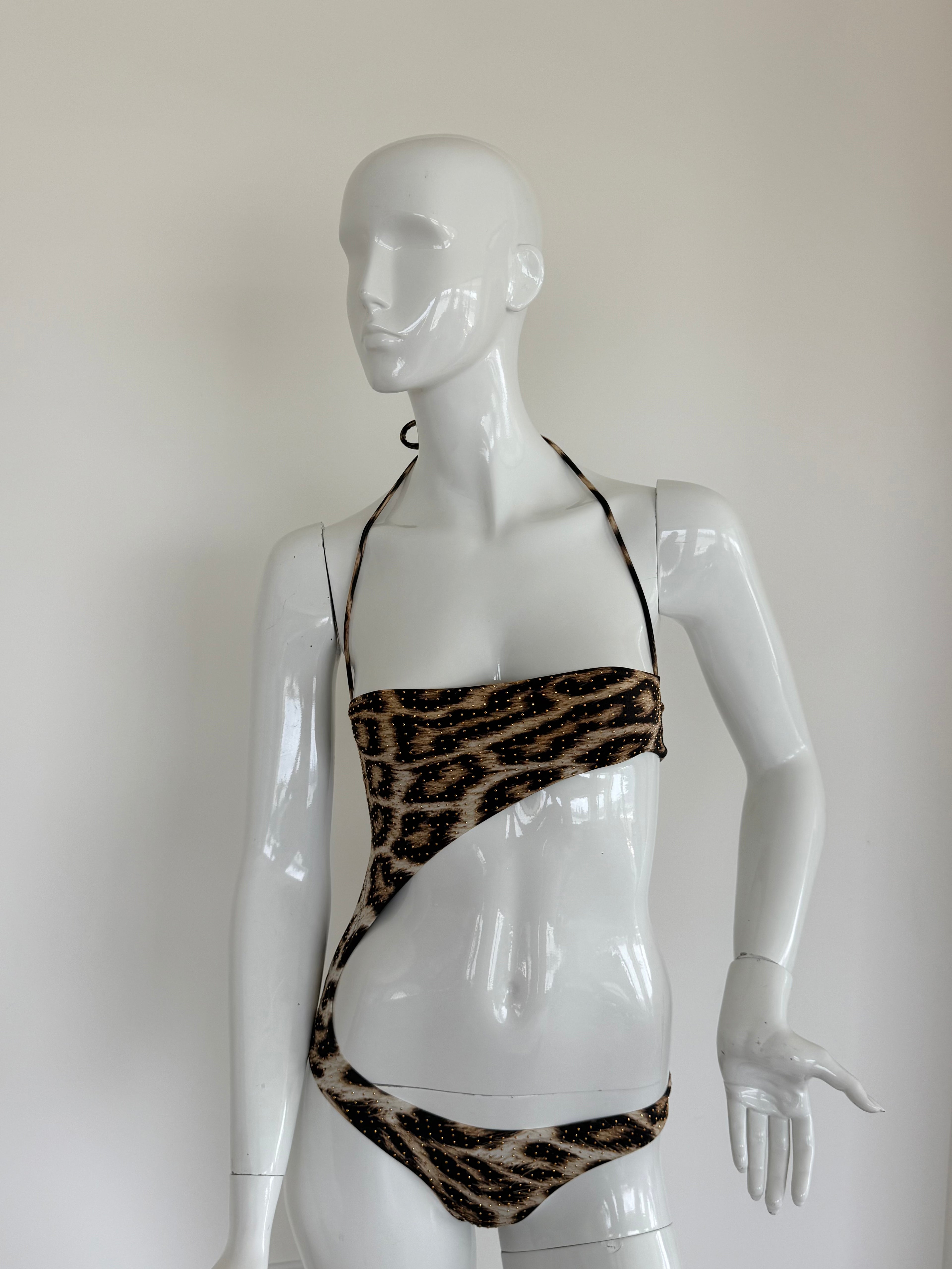 Just Cavalli Leopard Print Cutout Swimsuit