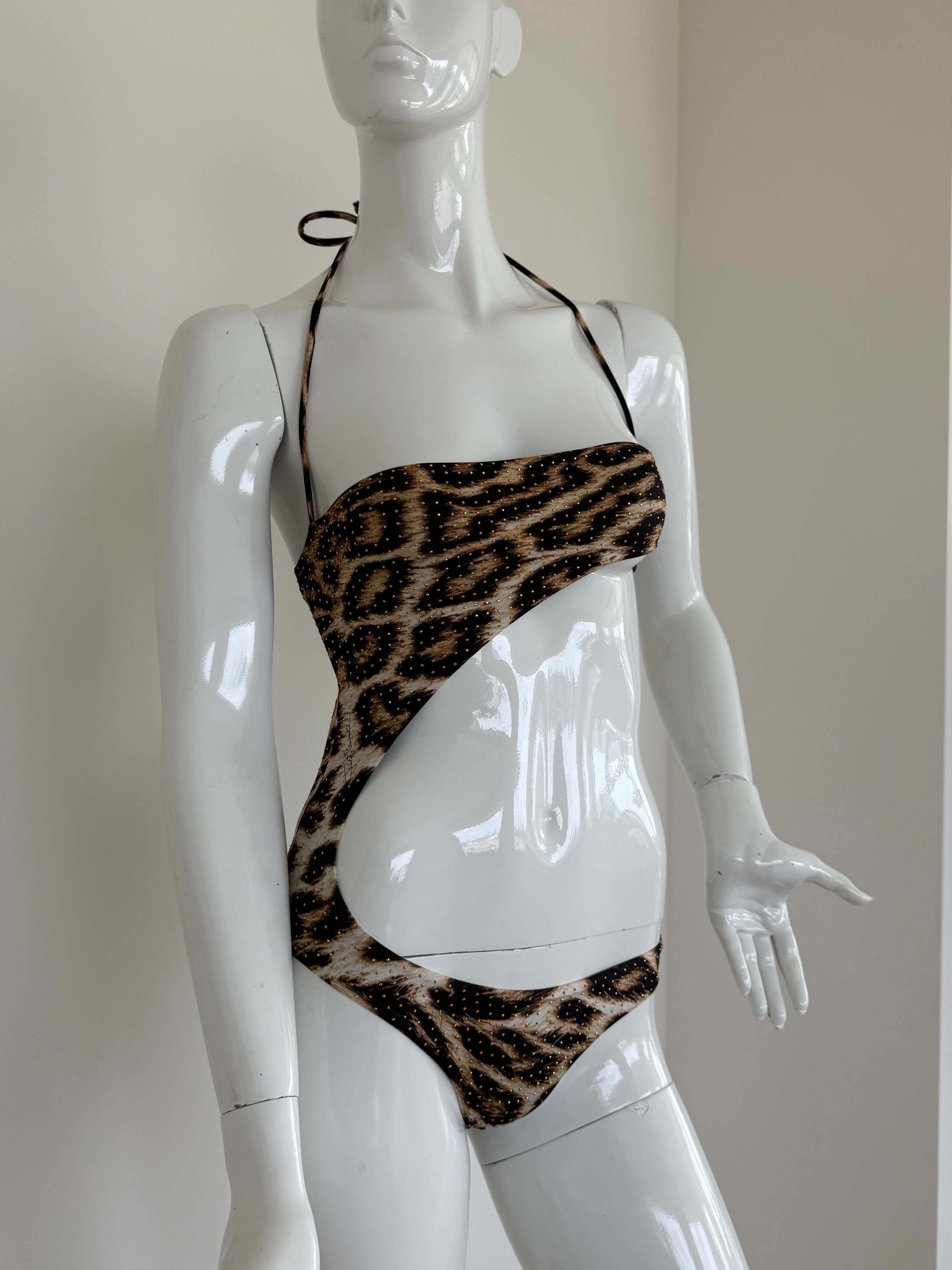 Just Cavalli Leopard Print Cutout Swimsuit