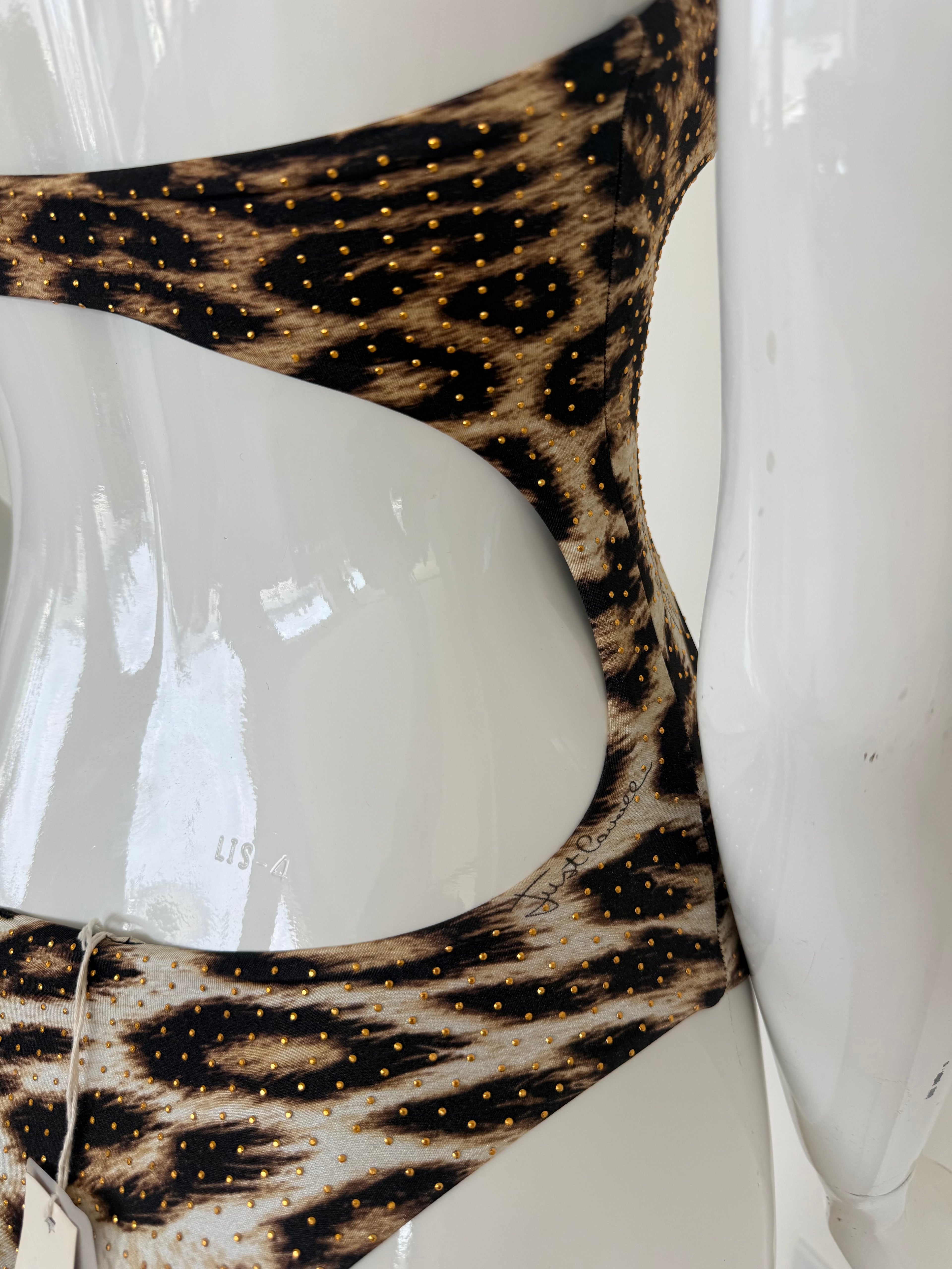 Just Cavalli Leopard Print Cutout Swimsuit