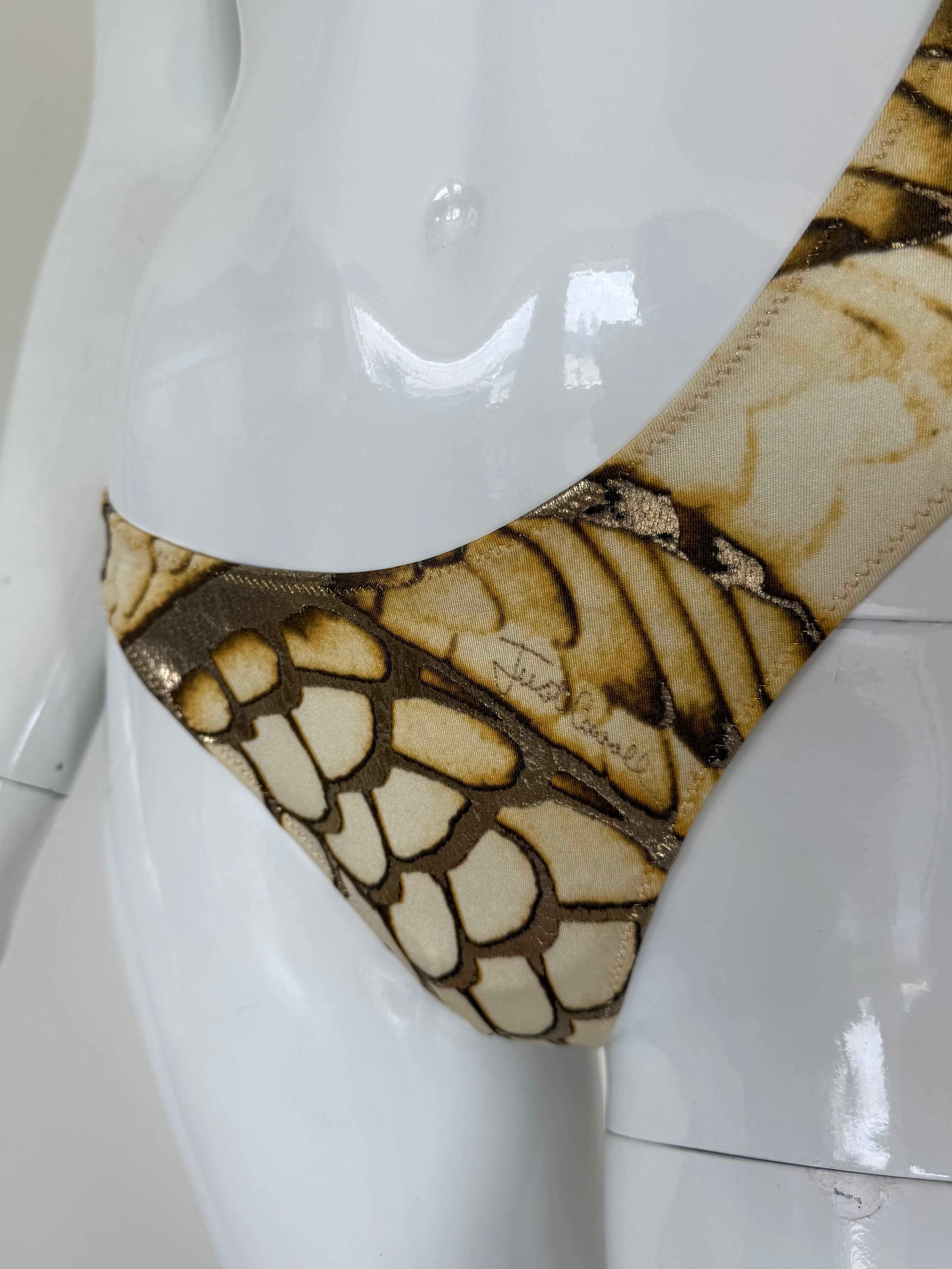 Just Cavalli Gold Snake Print Swimsuit