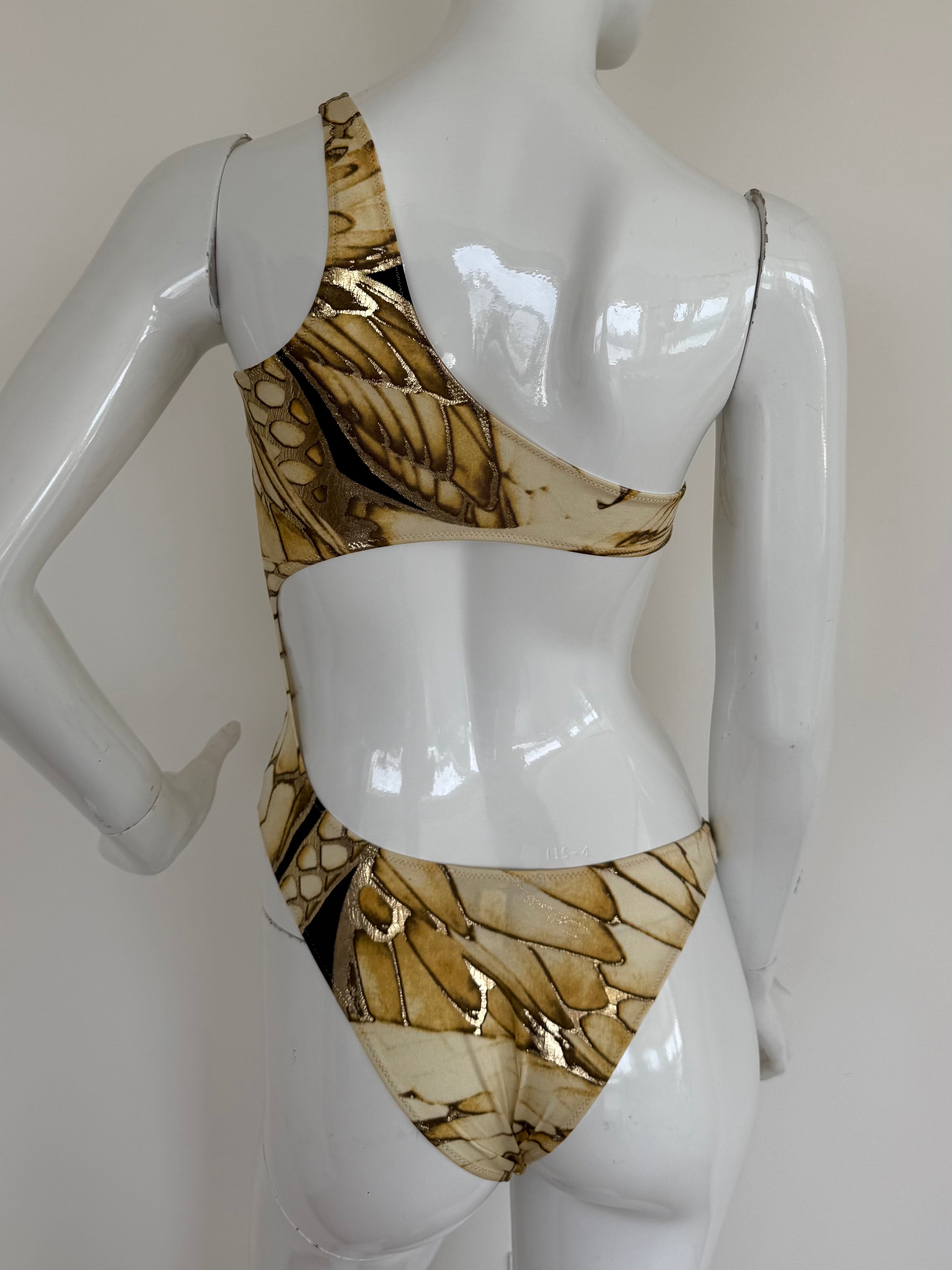 Just Cavalli Gold Snake Print Swimsuit