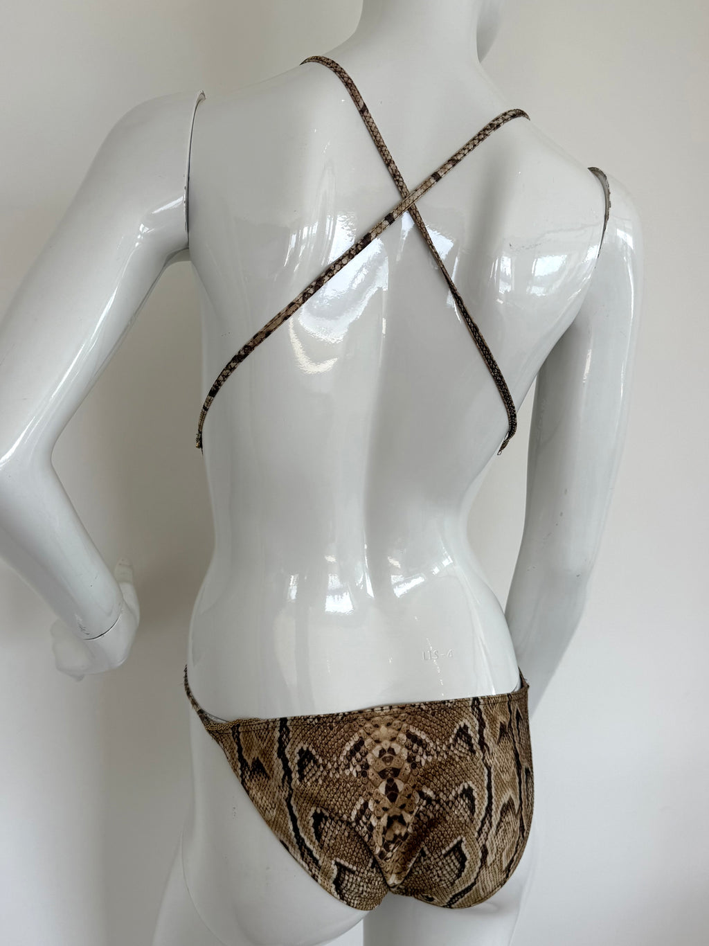 Gold Snakeskin Chain Embellished Cutout Swimsuit