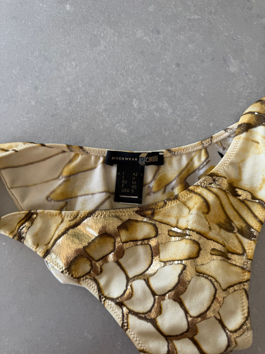 Just Cavalli Gold Snake Print Swimsuit