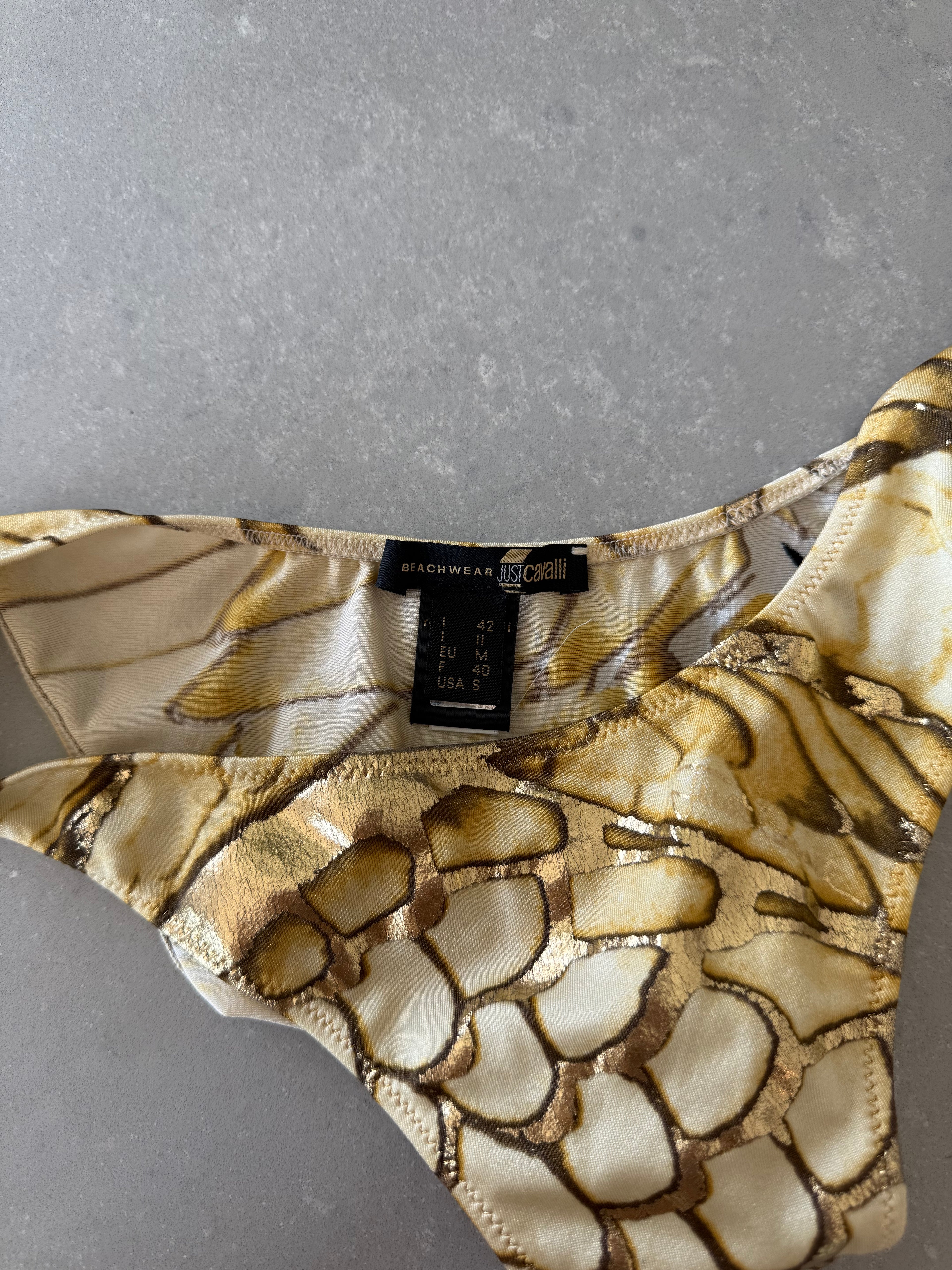 Just Cavalli Gold Snake Print Swimsuit