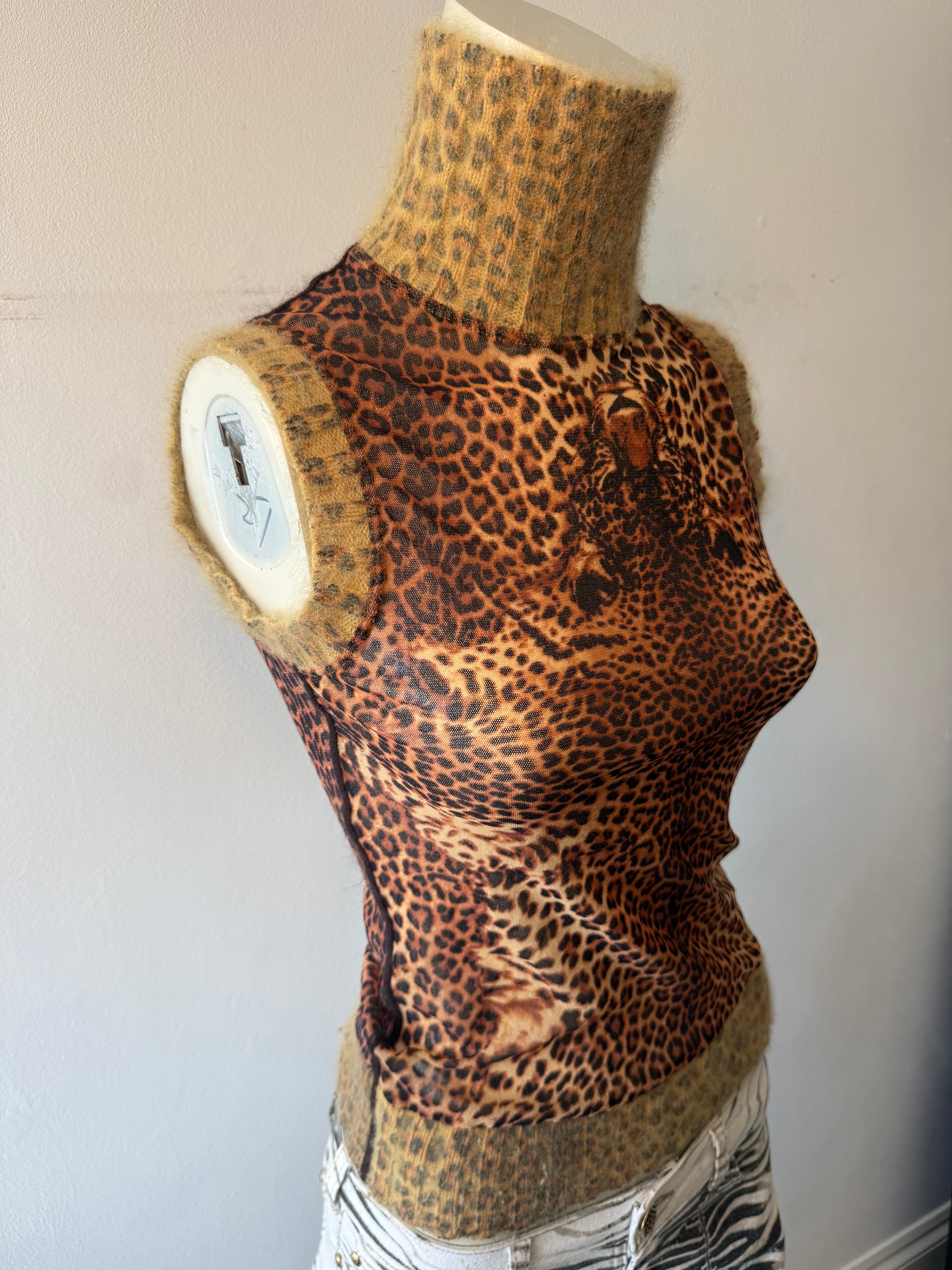 Jean Paul Gaultier 1998 Leopard Mesh Top