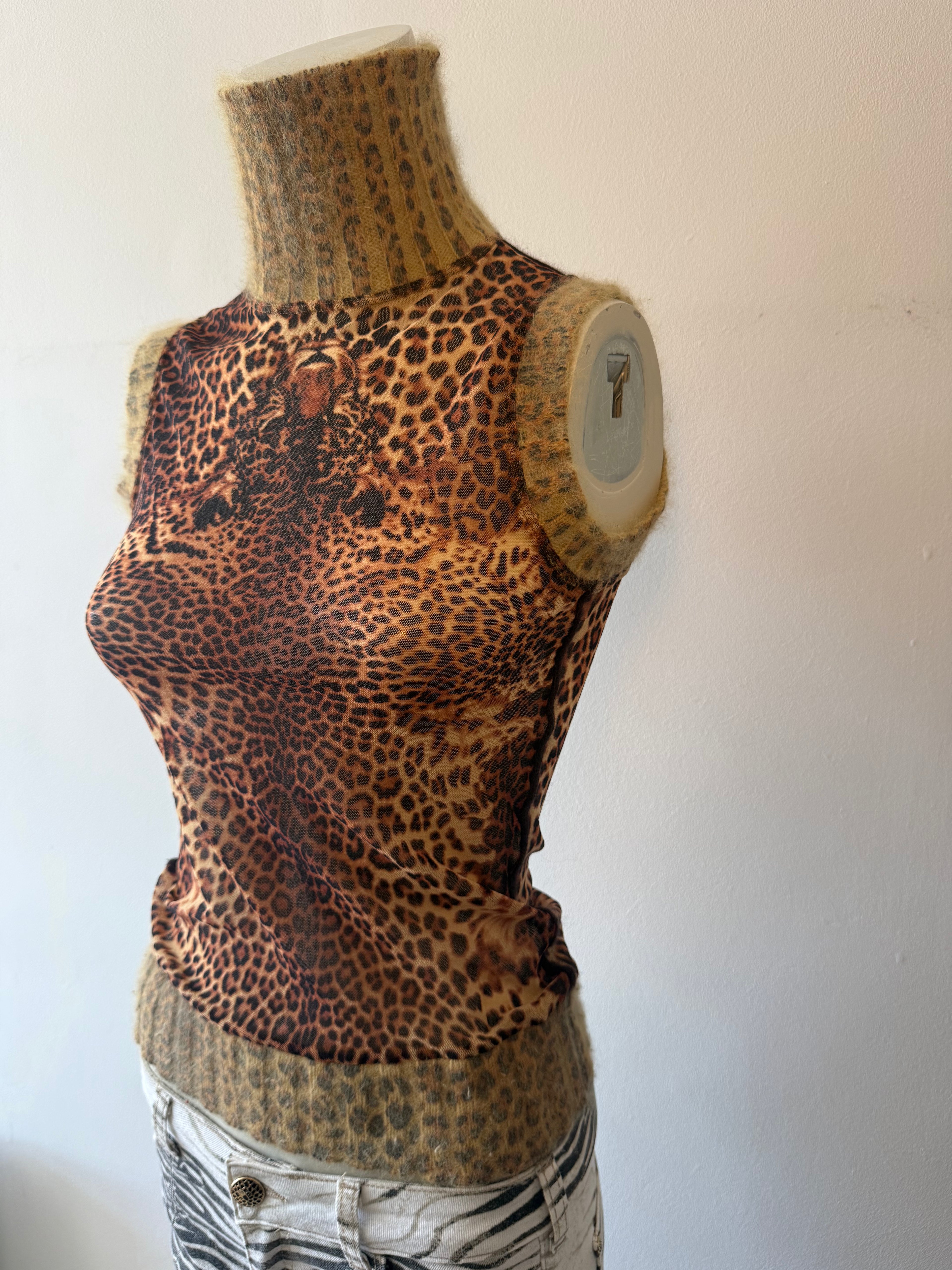 Jean Paul Gaultier 1998 Leopard Mesh Top