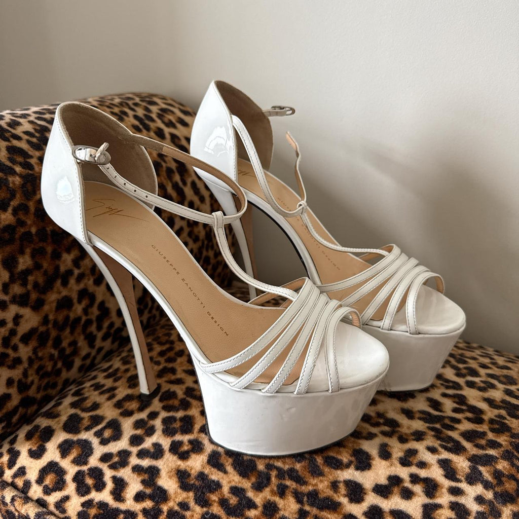 Giuseppe Zanotti T-Strap White Platform High Heels