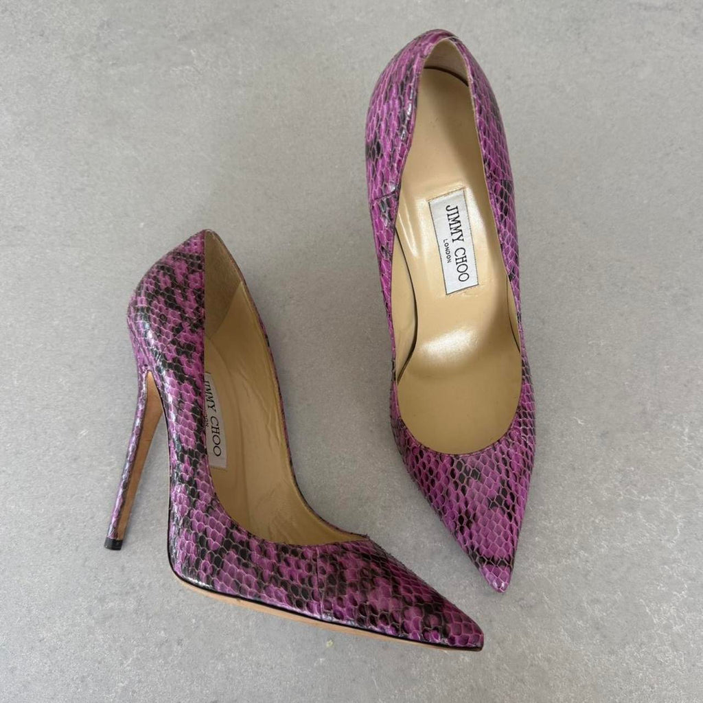 Jimmy Choo Purple Snakeskin Exotic Heels