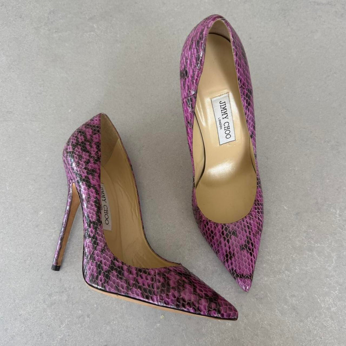 Jimmy Choo Purple Snakeskin Exotic Heels