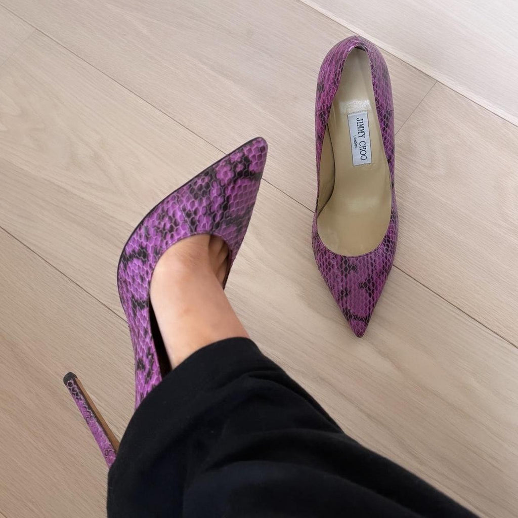 Jimmy Choo Purple Snakeskin Exotic Heels