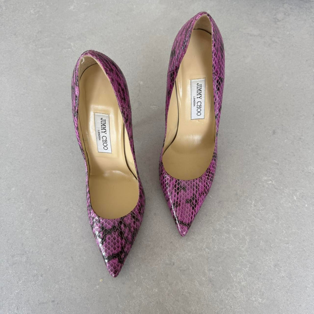 Jimmy Choo Purple Snakeskin Exotic Heels