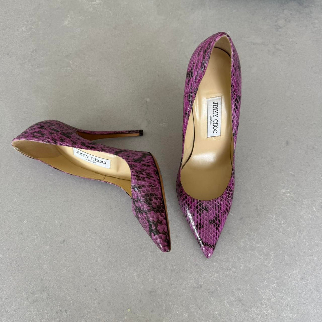 Jimmy Choo Purple Snakeskin Exotic Heels
