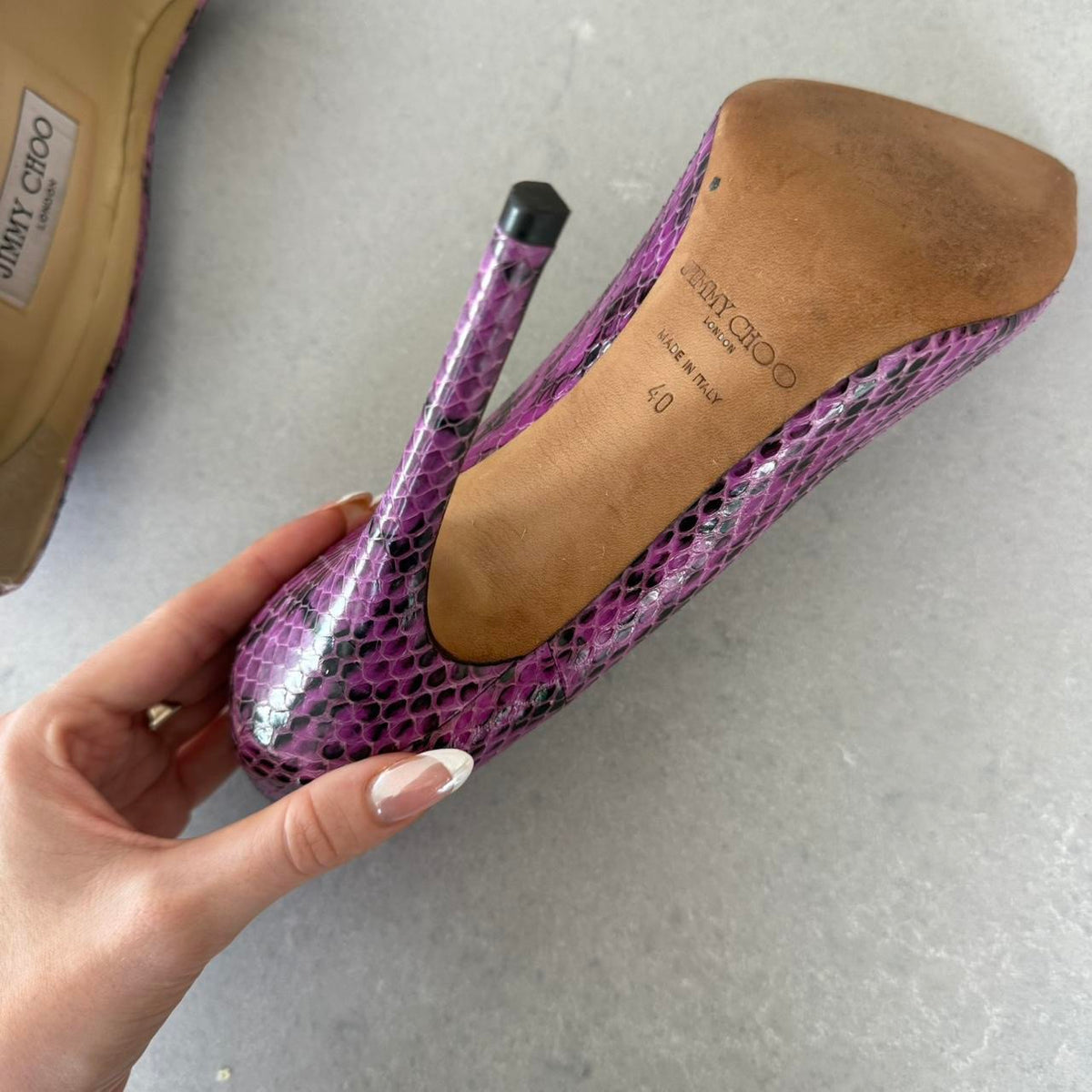 Jimmy Choo Purple Snakeskin Exotic Heels