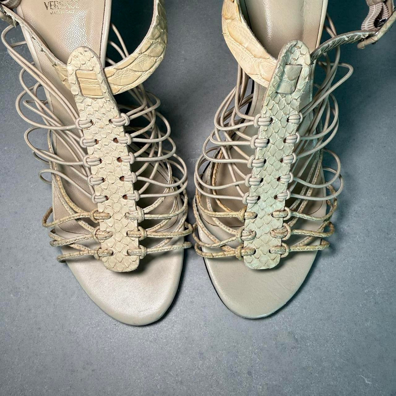 Versace Cream Strappy Heel Sandals