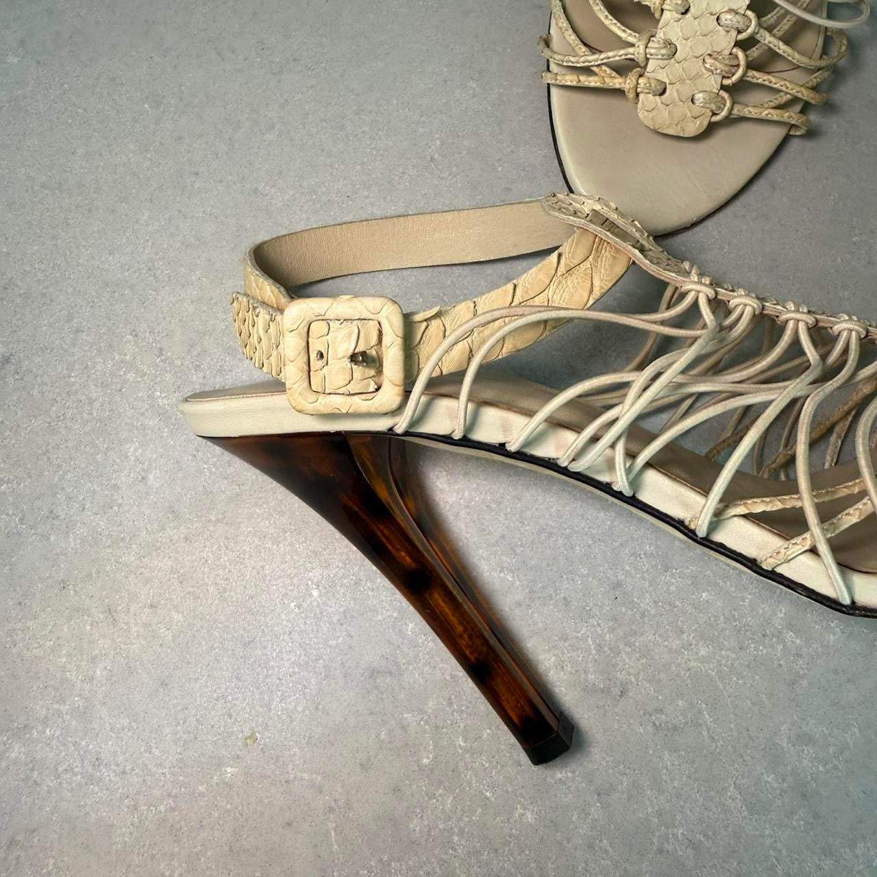 Versace Cream Strappy Heel Sandals