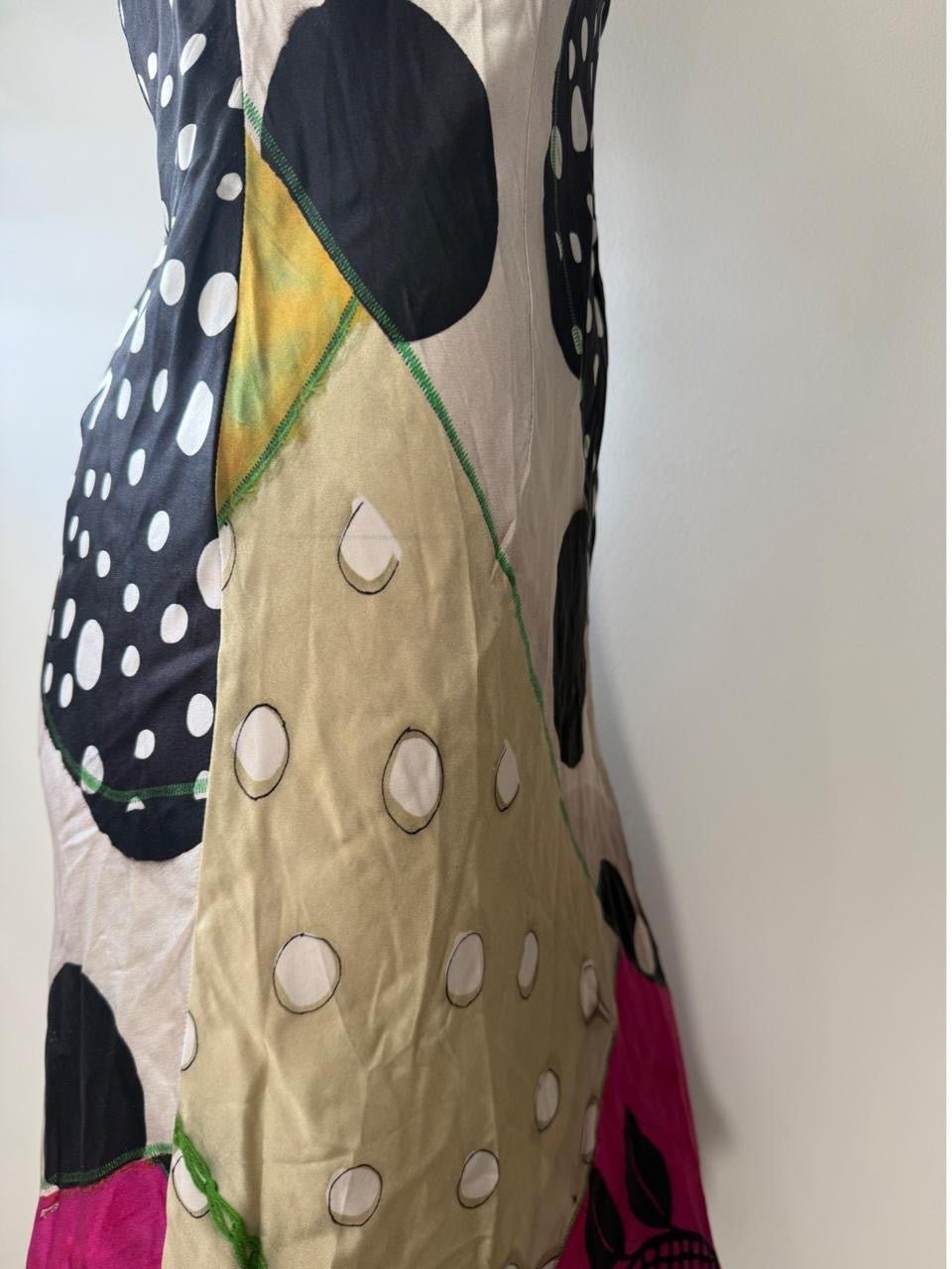 John Galliano Multicolour Silk Slip Midi Dress