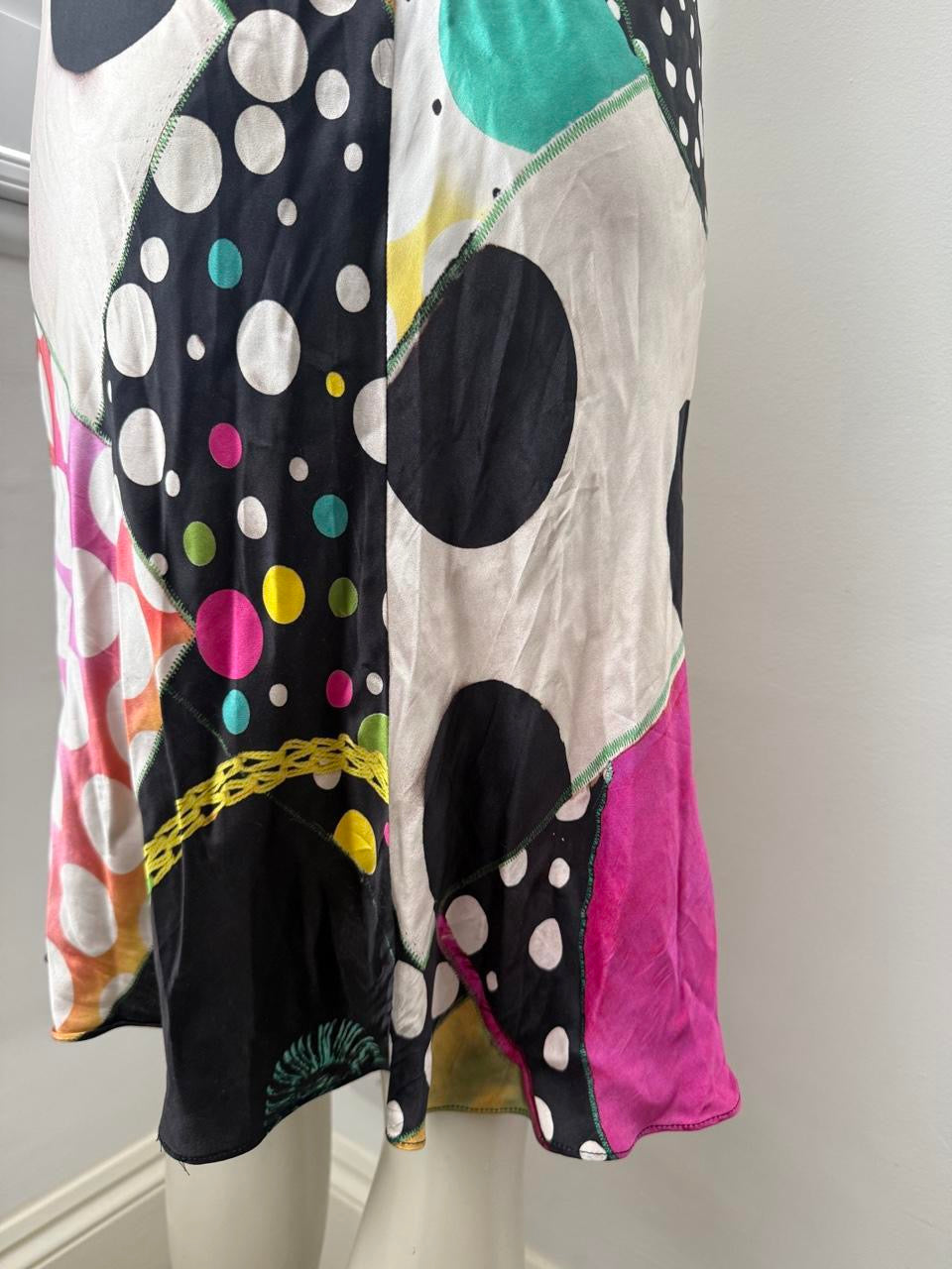 John Galliano Multicolour Silk Slip Midi Dress