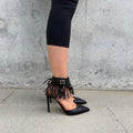 Valentino Black Fringe Leather Pointed Heels
