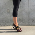 Just Cavalli Leopard Print & Burgundy Peep Toe Ankle Boots