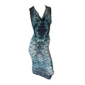 Just Cavalli Turquoise Python Print Cowl Neck Backless Midi Dress
