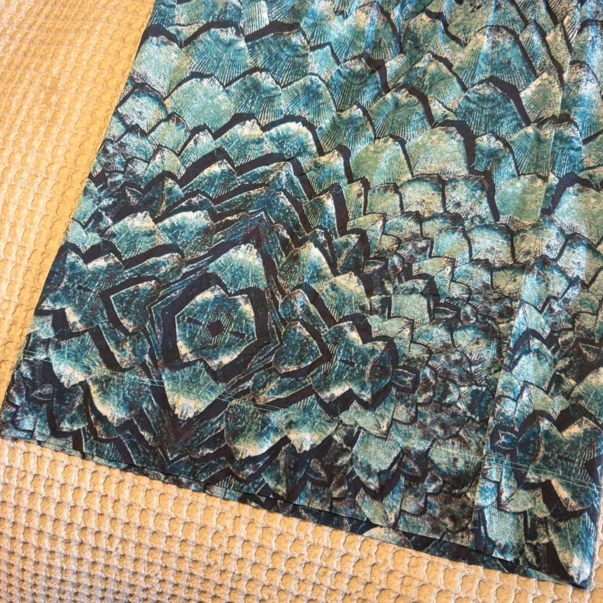Just Cavalli Turquoise Python Print Cowl Neck Backless Midi Dress