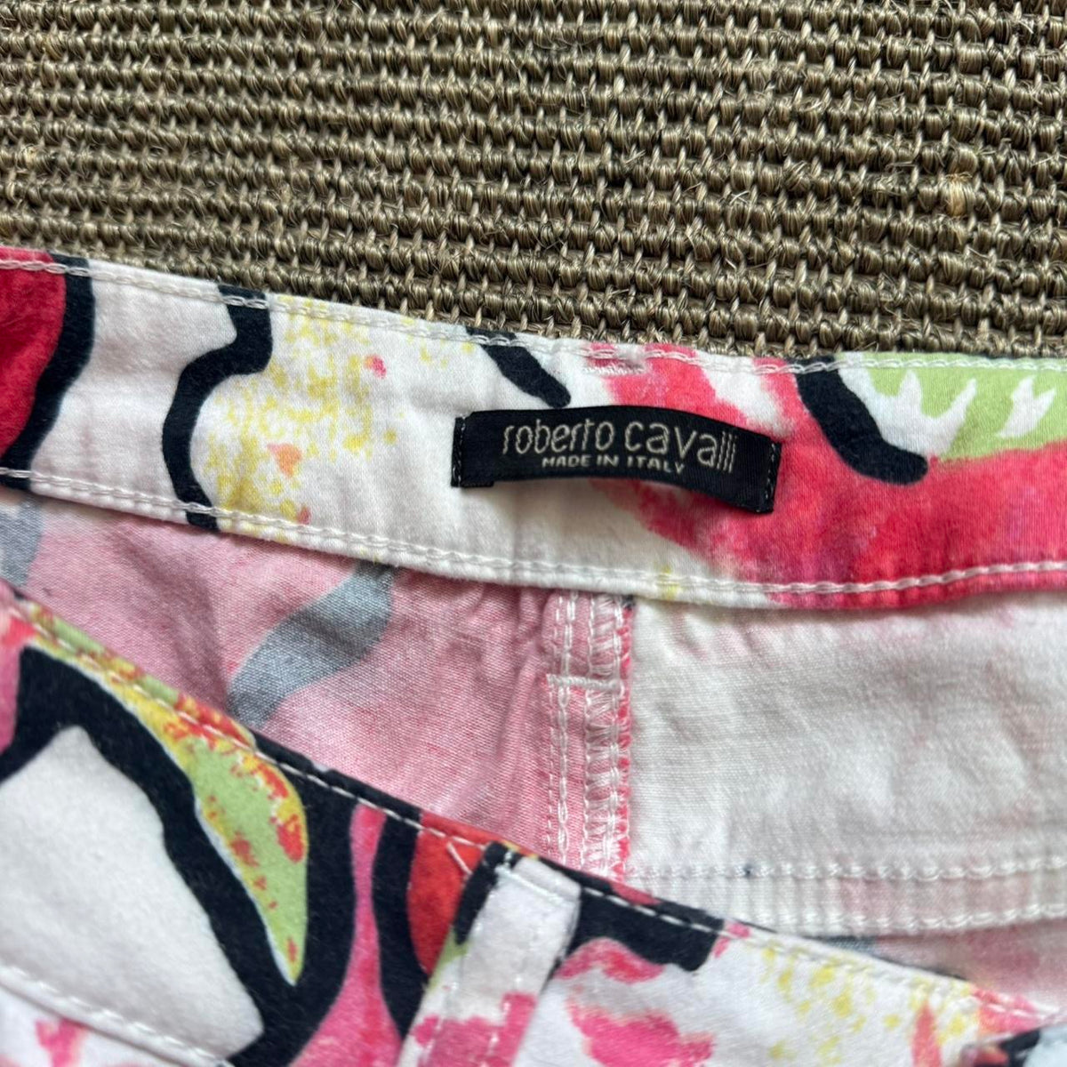 Roberto Cavalli Floral Printed Denim Mini Shorts
