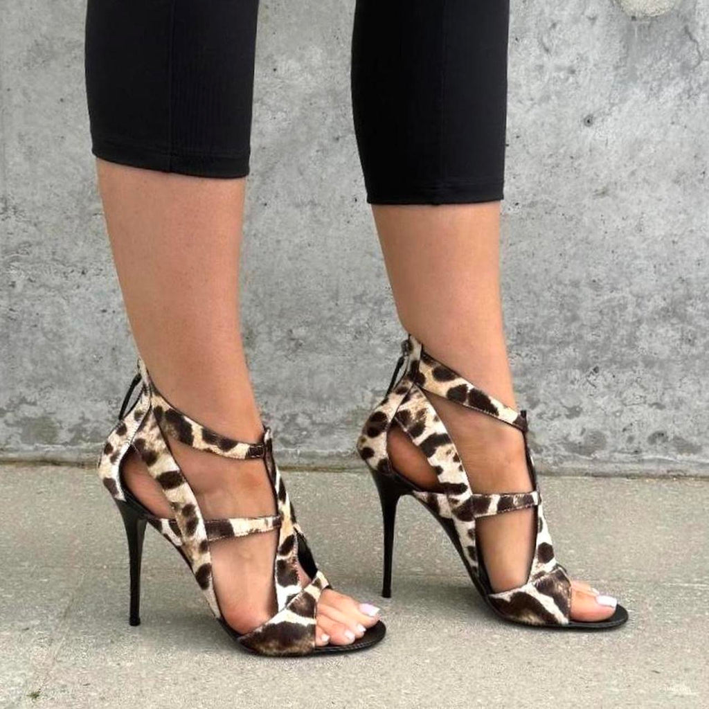 Giuseppe Zanotti Leopard Print Ponyhair Heel Sandals