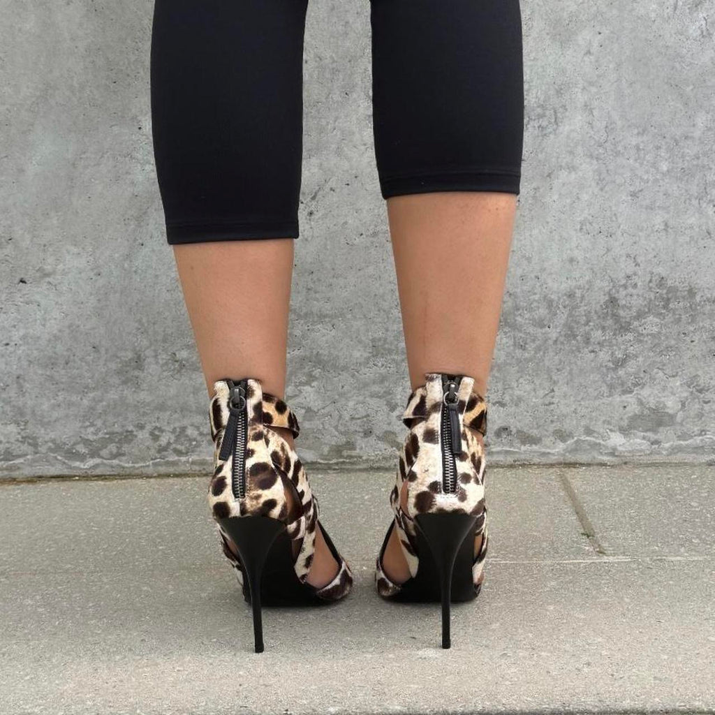 Giuseppe Zanotti Leopard Print Ponyhair Heel Sandals