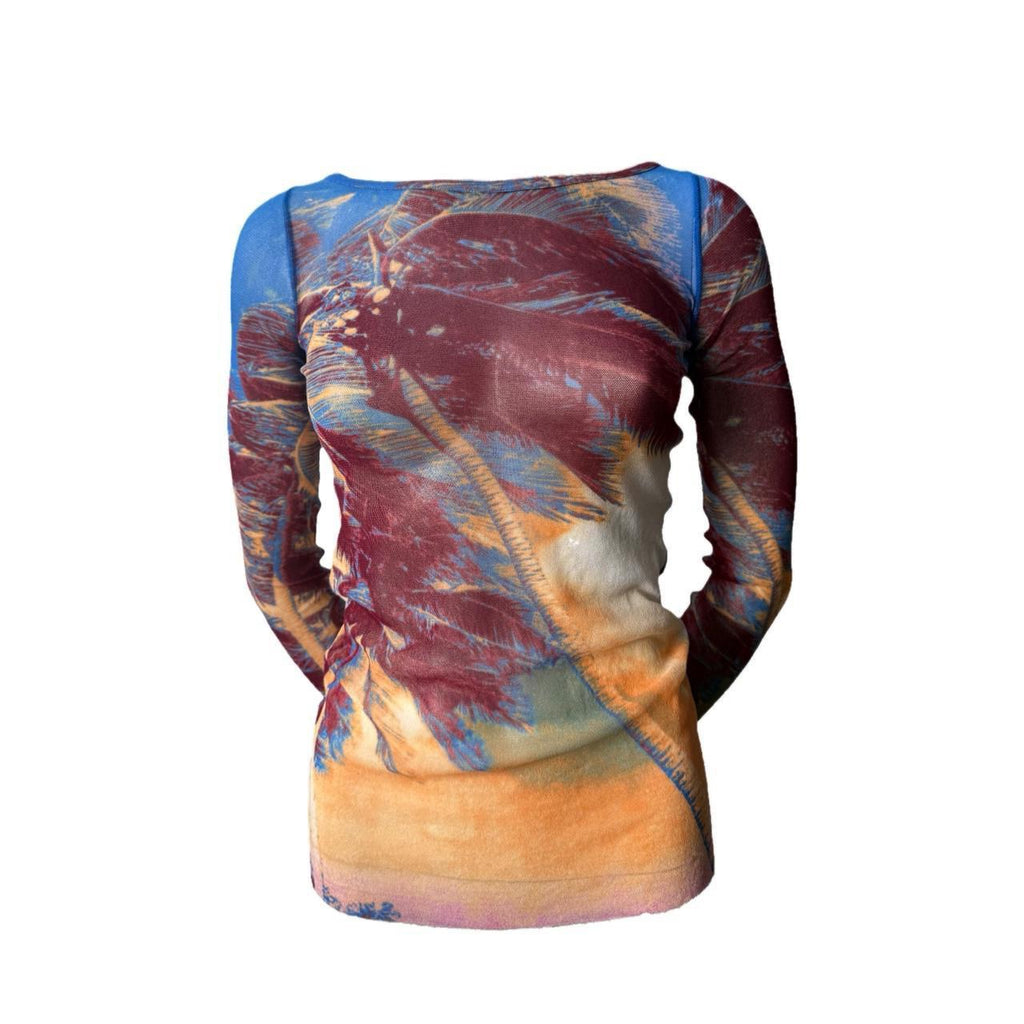 Jean Paul Gaultier Mesh Palm Tree Long Sleeved Top
